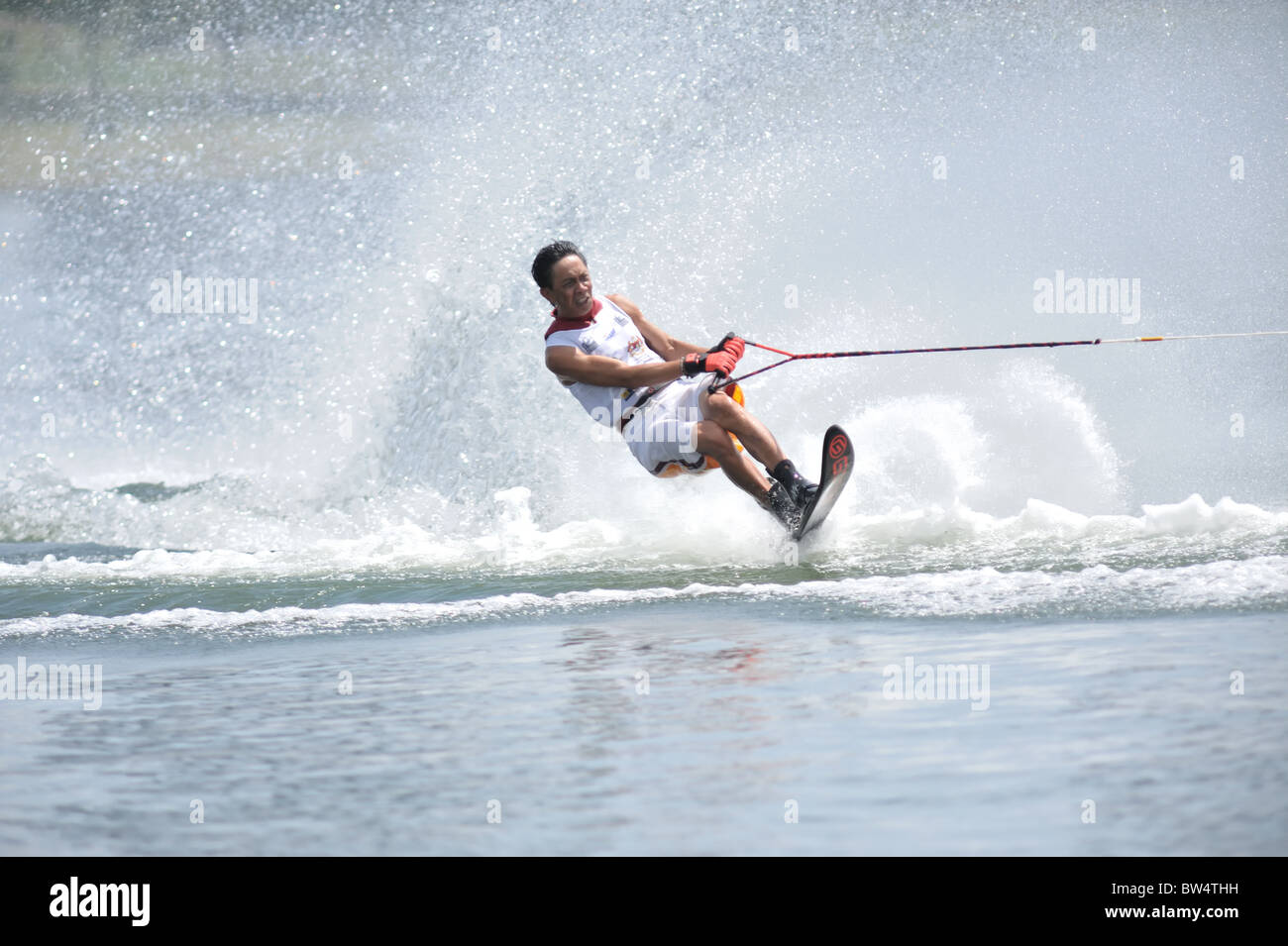 2010 öffnen malaysische Wasserski & WakeBoard Meisterschaft Runde 4 - alle Finale Slalom Männer Stockfoto