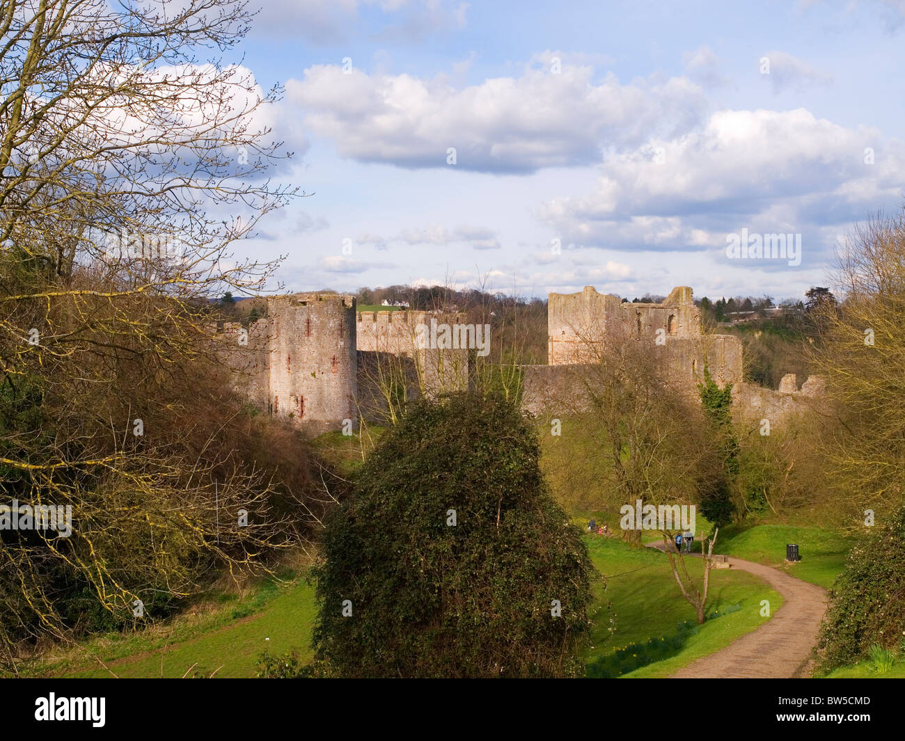 Ein Landschaftsbild von Chepstow Castle Stockfoto