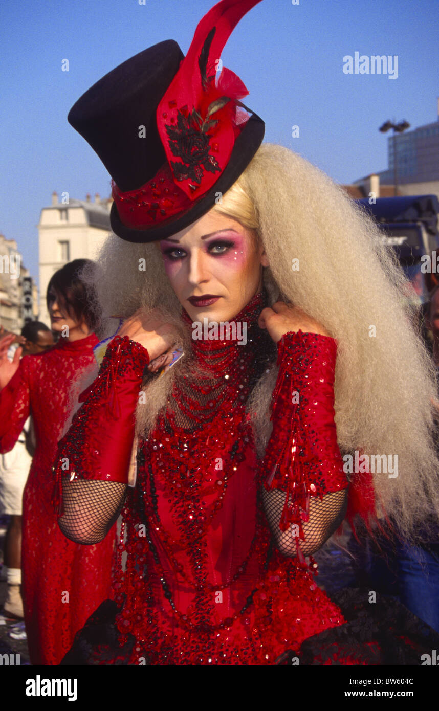 Paris, Gay Parade, Transvestit Stockfoto