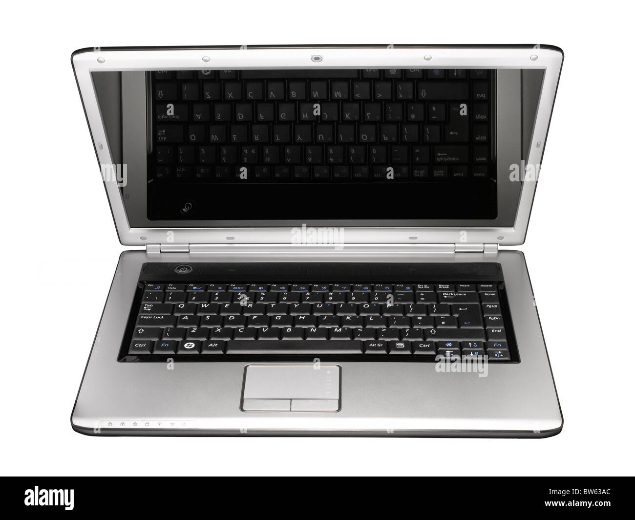 Eine offene stilvollen silber Laptop Stockfoto