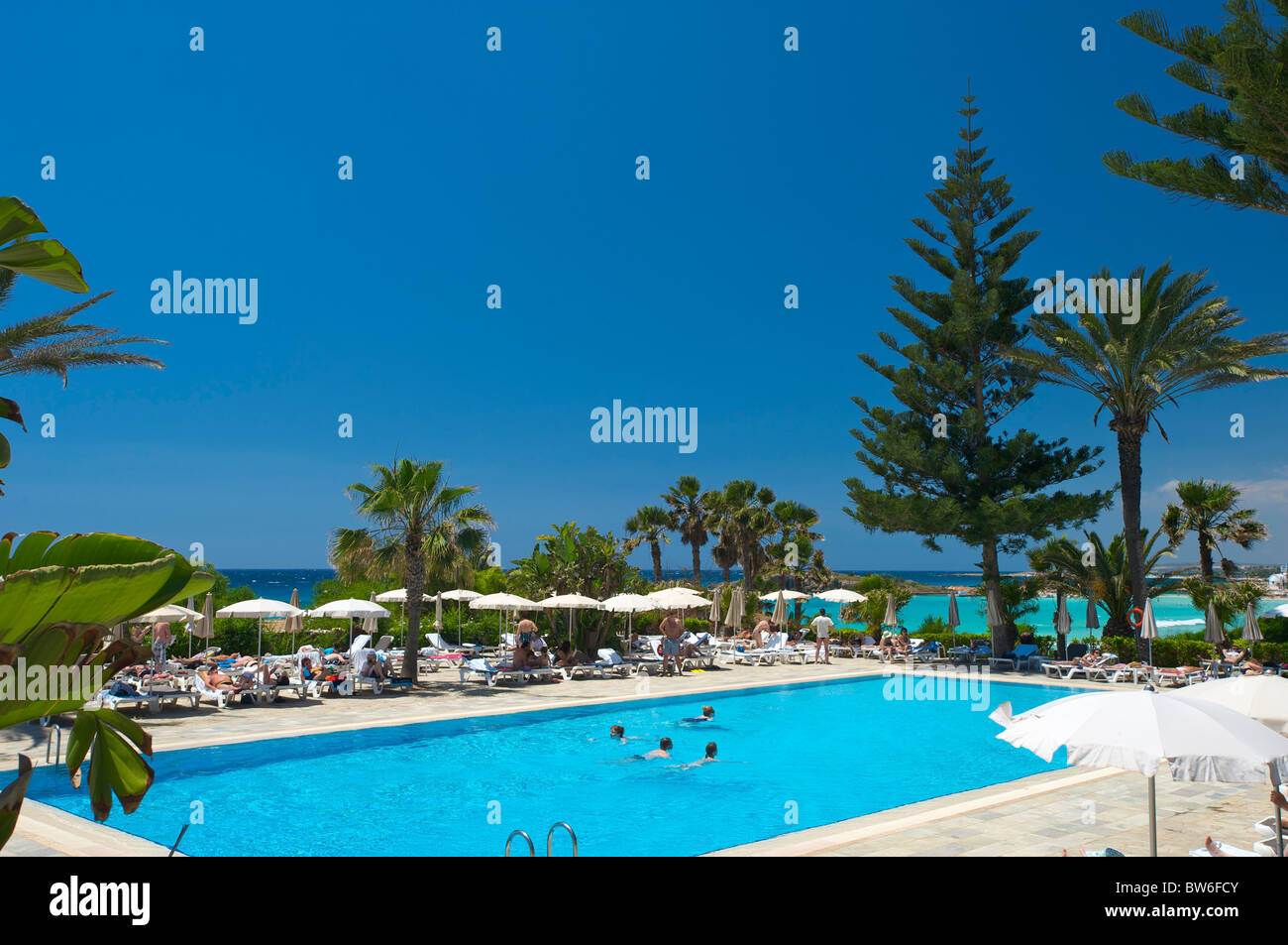 Nissi Beach Resort in Ayia Napa, Republik Zypern Stockfoto