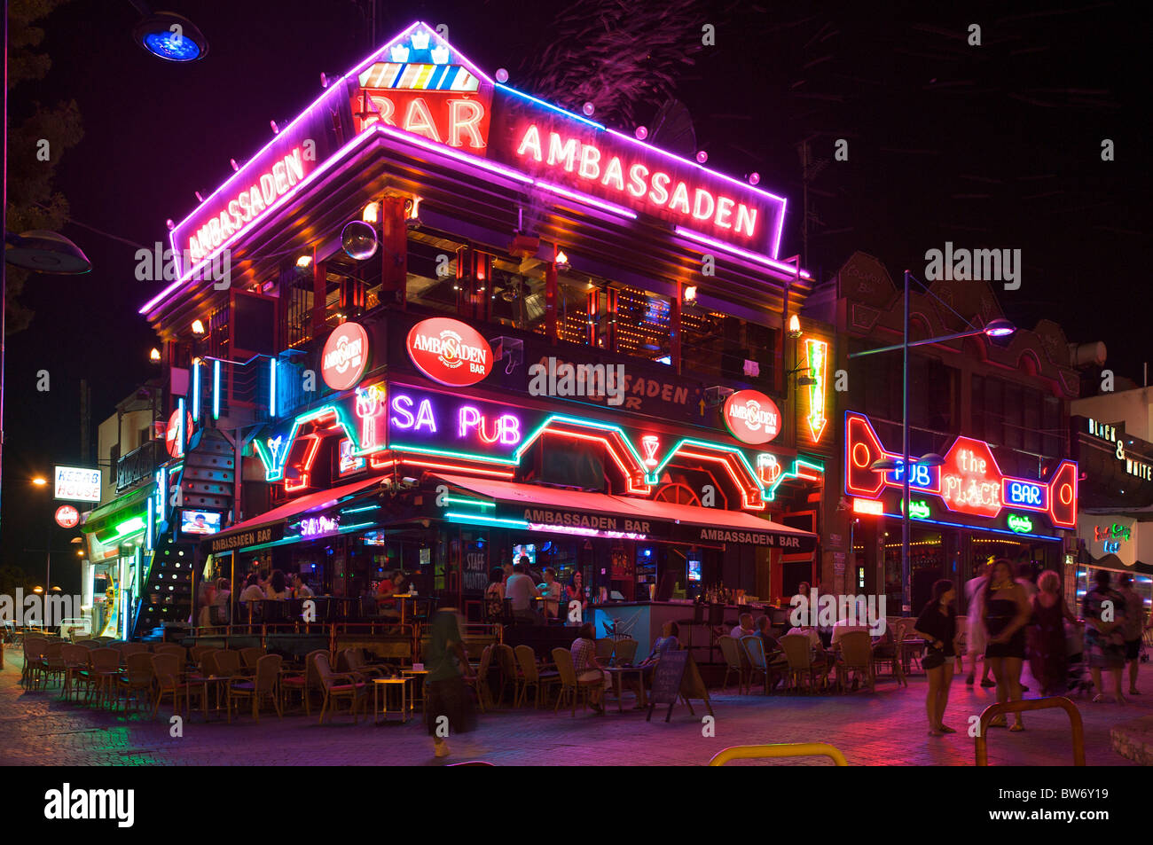 Nachtleben, Ayia Napa, Republik Zypern Stockfoto