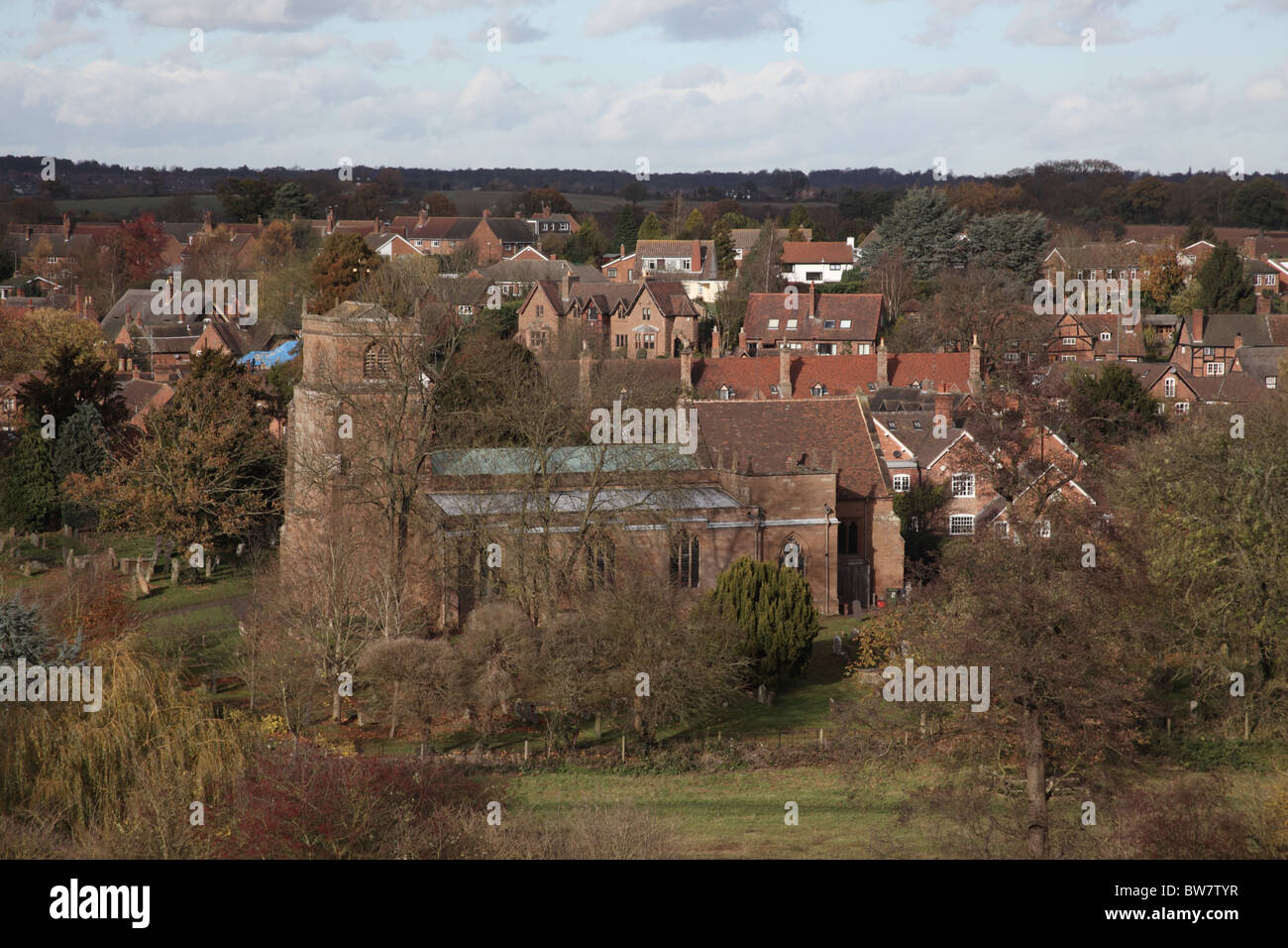 Stoneleigh Dorf und Kirche; Landschaft, die die vorgeschlagenen HS2 High Speed Train Line durchlaufen wird; Warwickshire Stockfoto