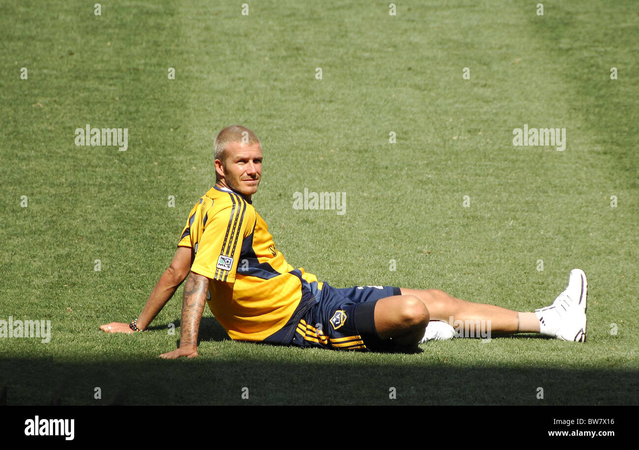 LA Galaxy-Eröffnung-Trainingseinheit Stockfoto