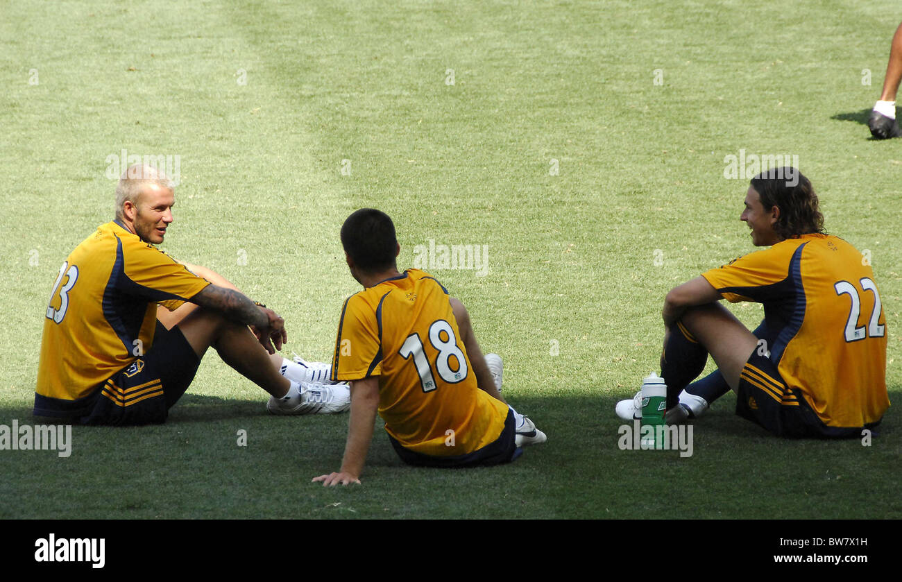 LA Galaxy-Eröffnung-Trainingseinheit Stockfoto