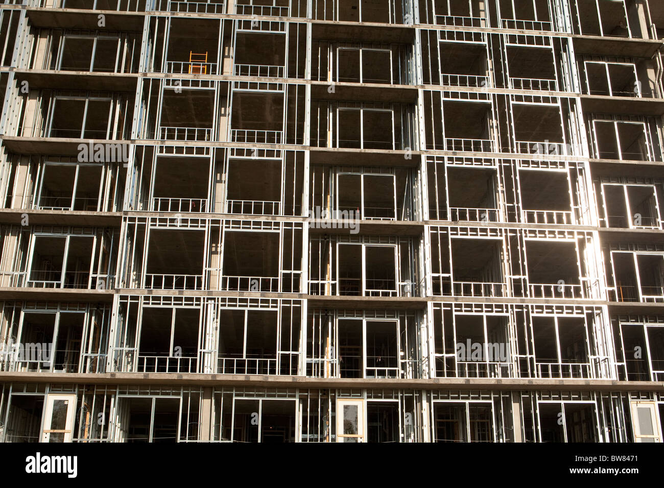 Rahmen für den Neubau des Appartement-Hochhaus in Austin, Texas Stockfoto