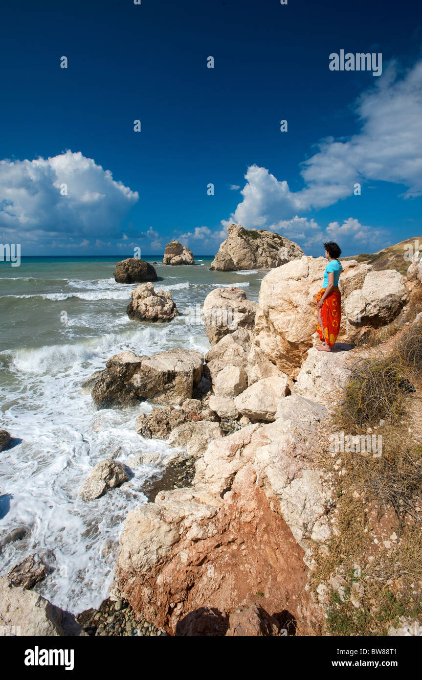 Petra Tou Romiou, Aphrodite´s Beach, Republik Zypern Stockfoto