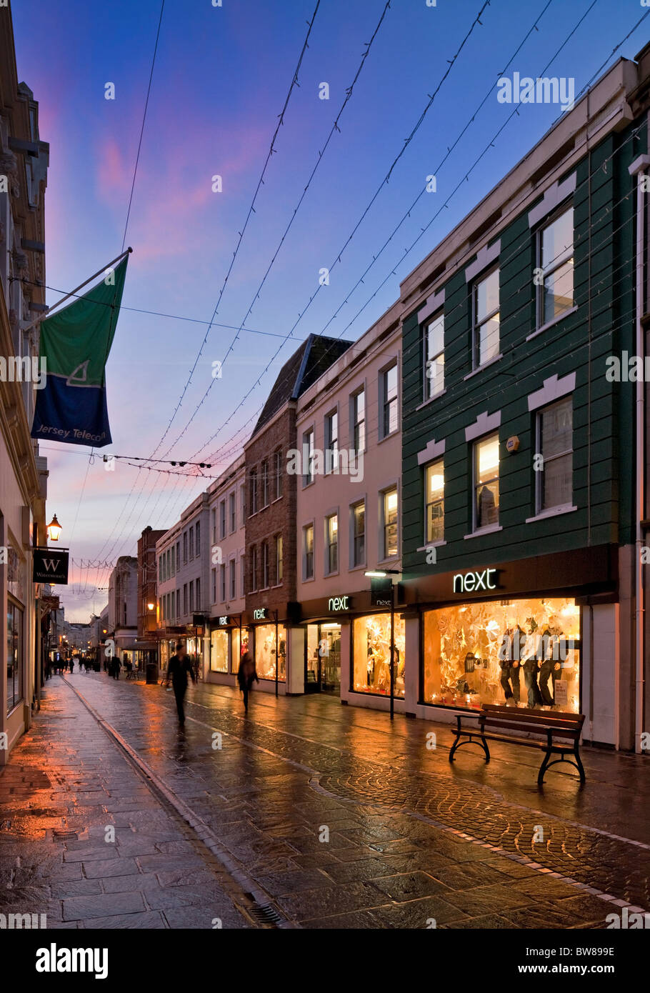 Einzelhandels- und Büroflächen Entwicklung in Queen Street, St. Helier, Jersey. Stockfoto