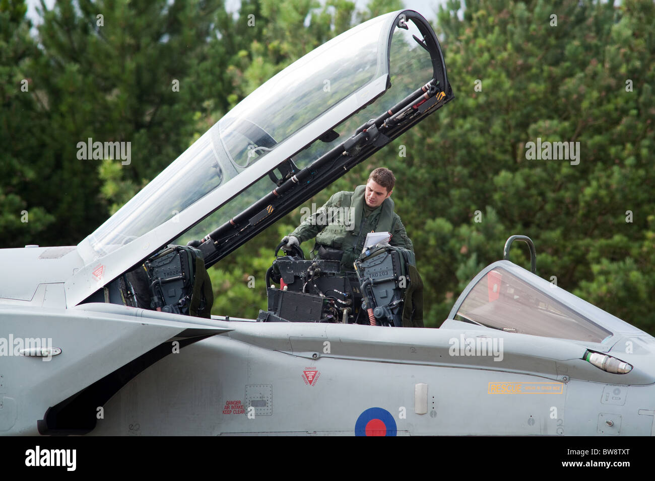 Tornado GR4 Kampfjet-Militärflugzeuge, RAF Marham, Norfolk, England, Vereinigtes Königreich. Stockfoto