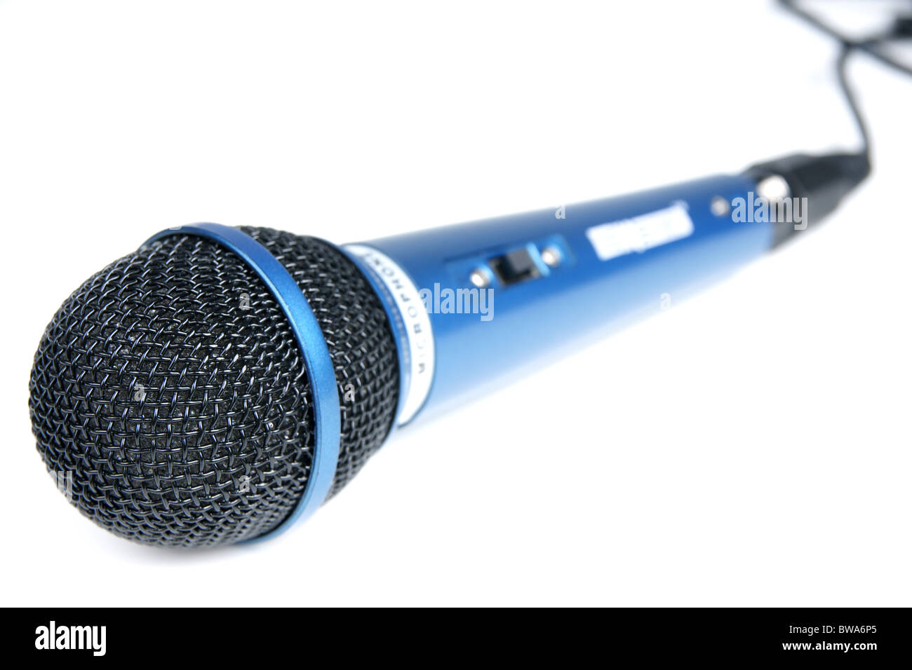 Blaue große Mikrofon Karaoke Miusic Nahaufnahme Stockfoto