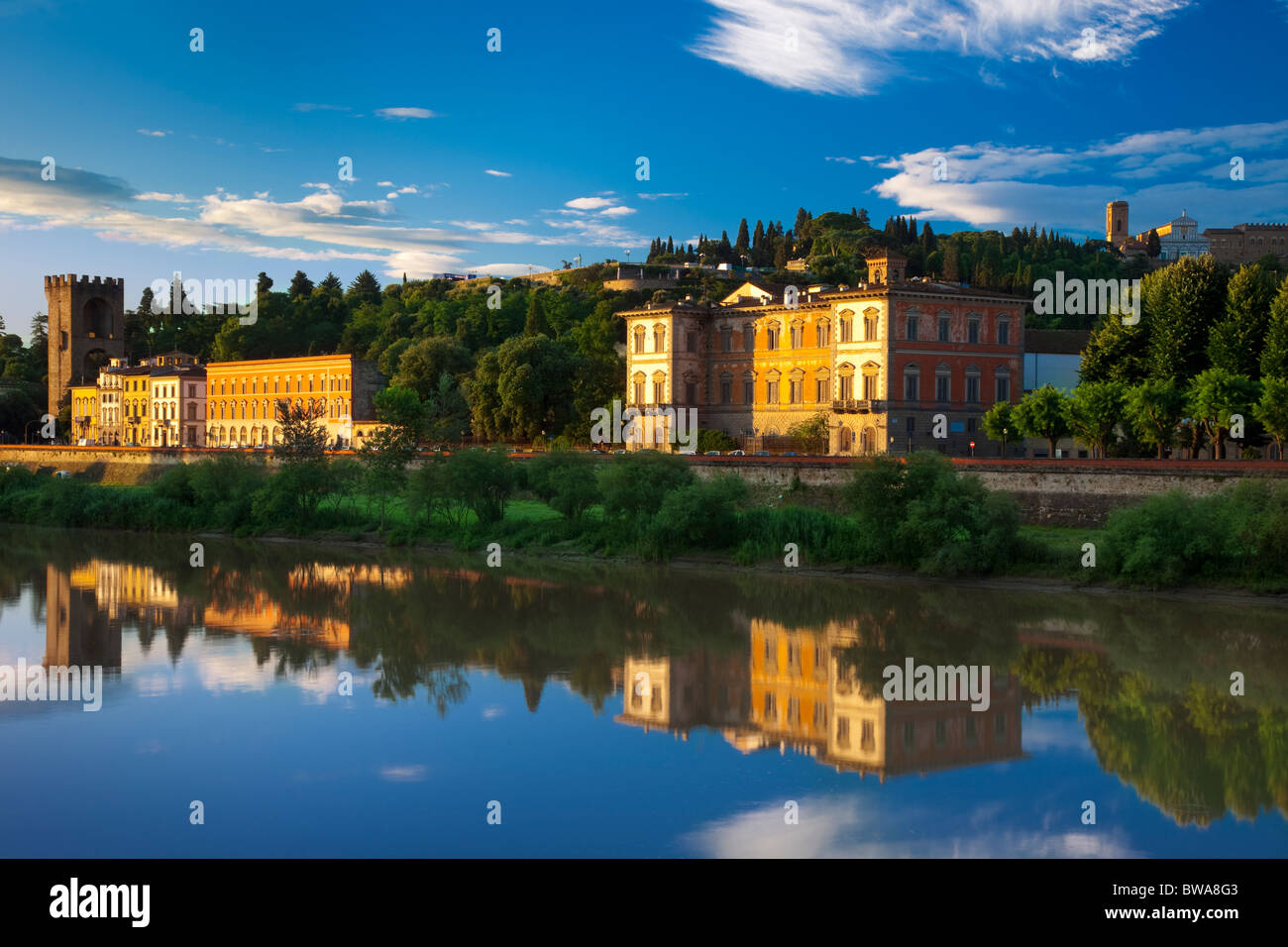Am frühen Morgen Blick über den Arno in Florenz, Toskana Italien Stockfoto