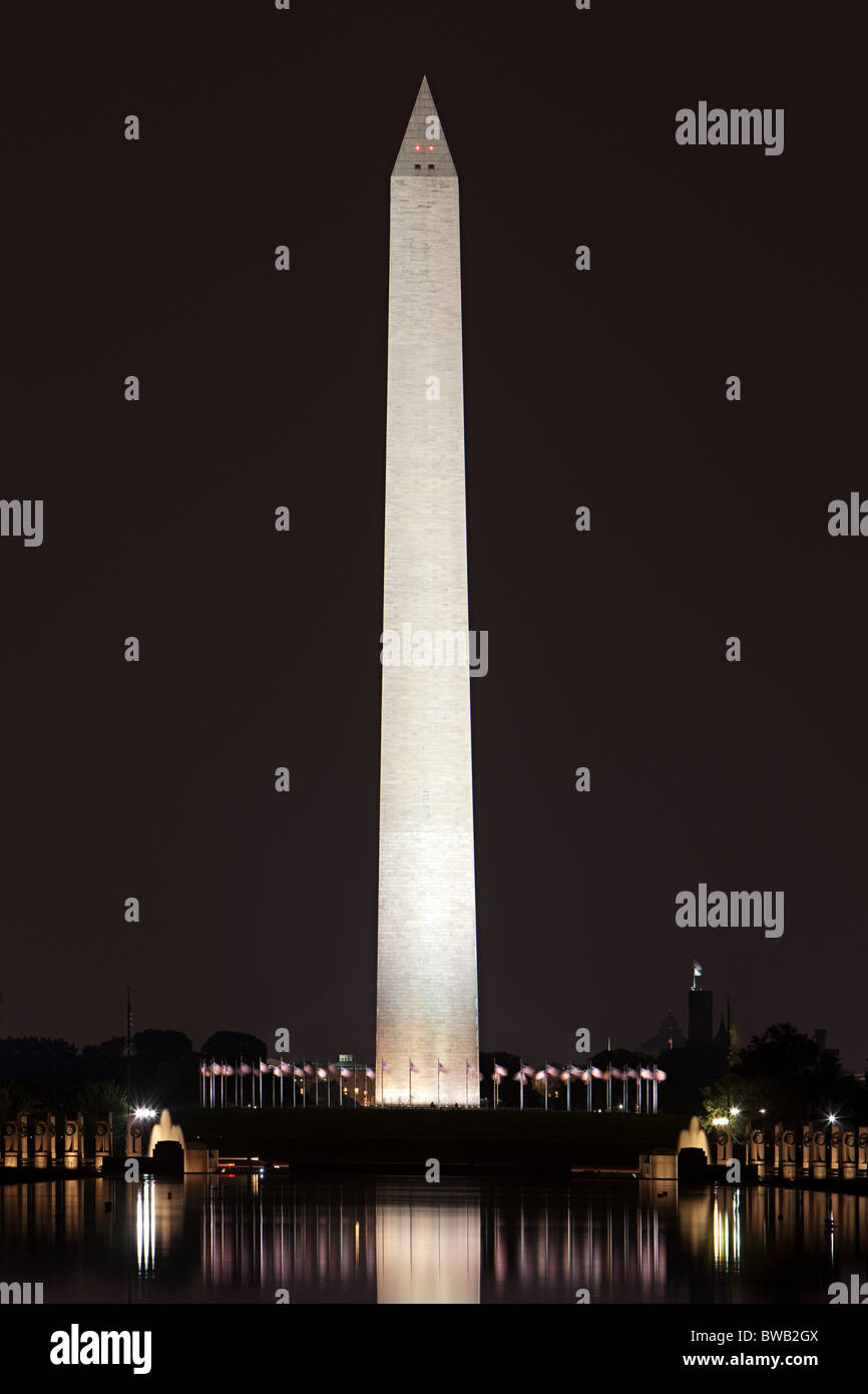 Washington Monument in der Nacht, Washington DC, USA Stockfoto