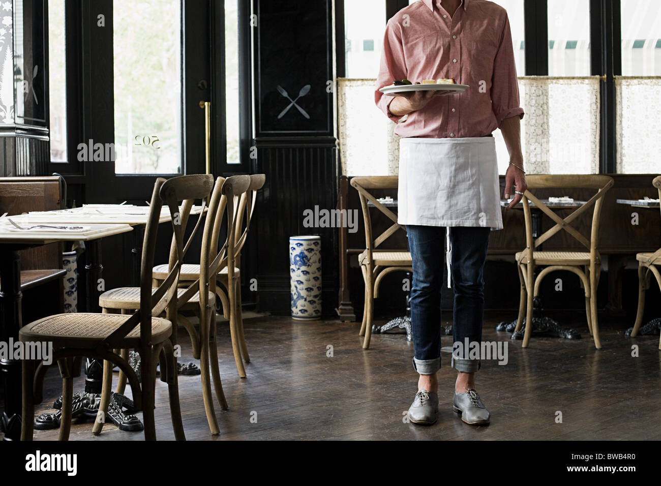 Kellner in Coffee-shop Stockfoto