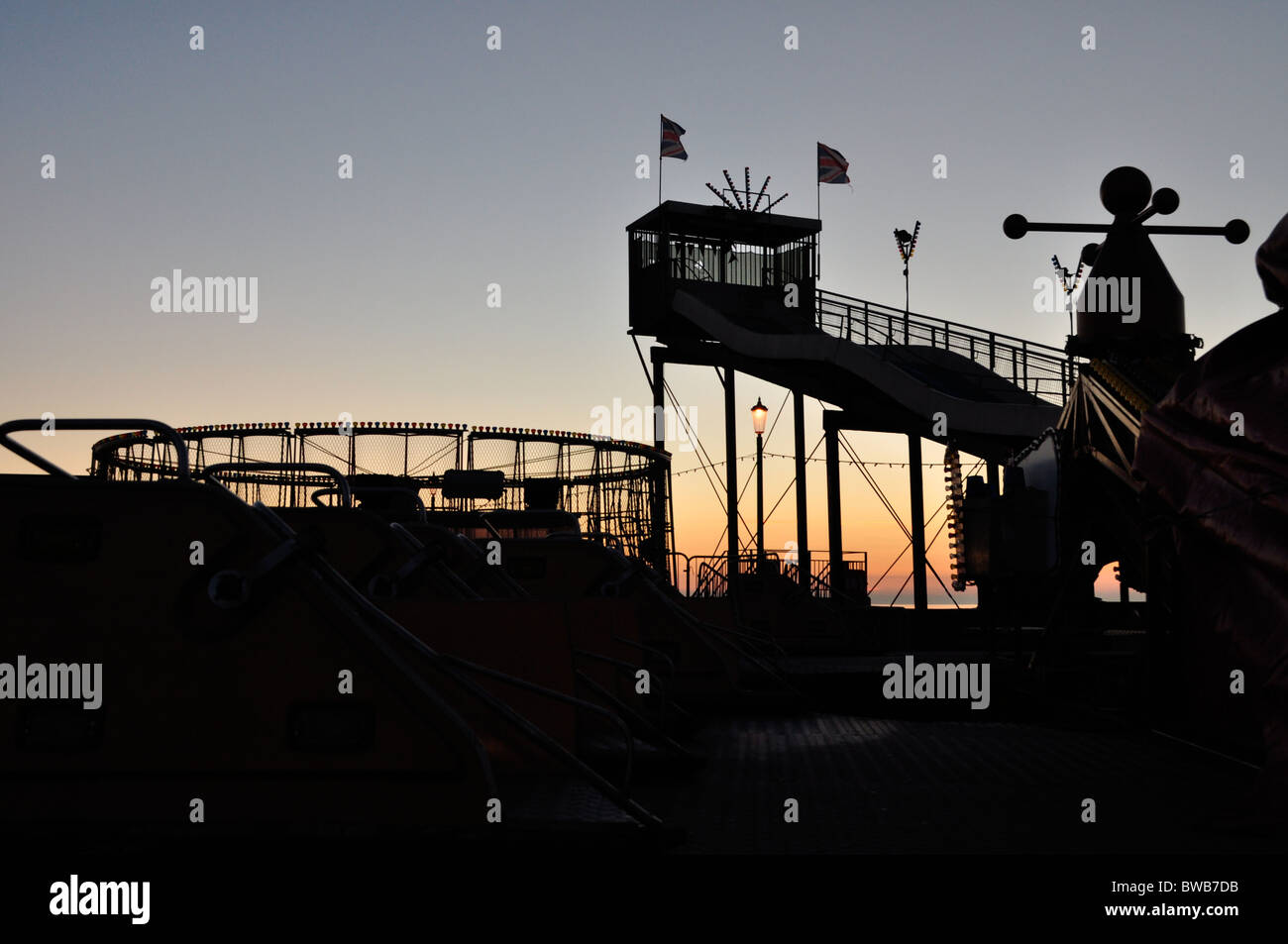 Einsamen Winter Fahrgeschäften, Hunstanton Stockfoto