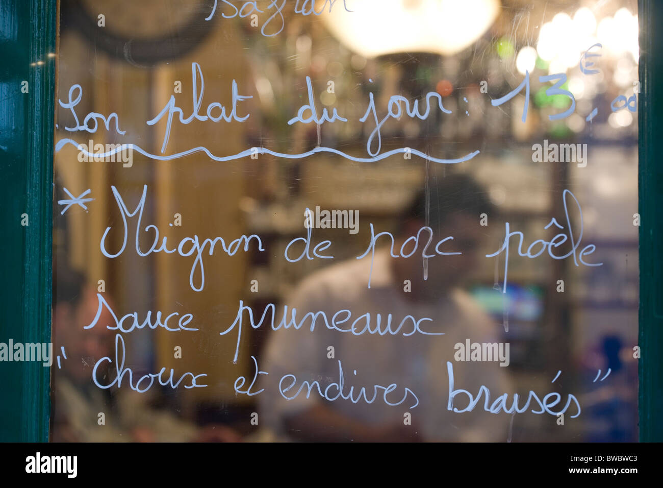 Gericht des Tages bei le petit Fer ein Cheval, eine Bar und ein Restaurant in le Marais, paris Stockfoto