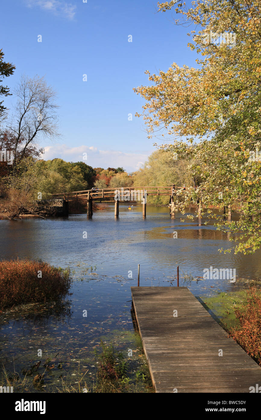 Die North Bridge in der Minute Man National Park, Concord, Massachusetts, USA Stockfoto