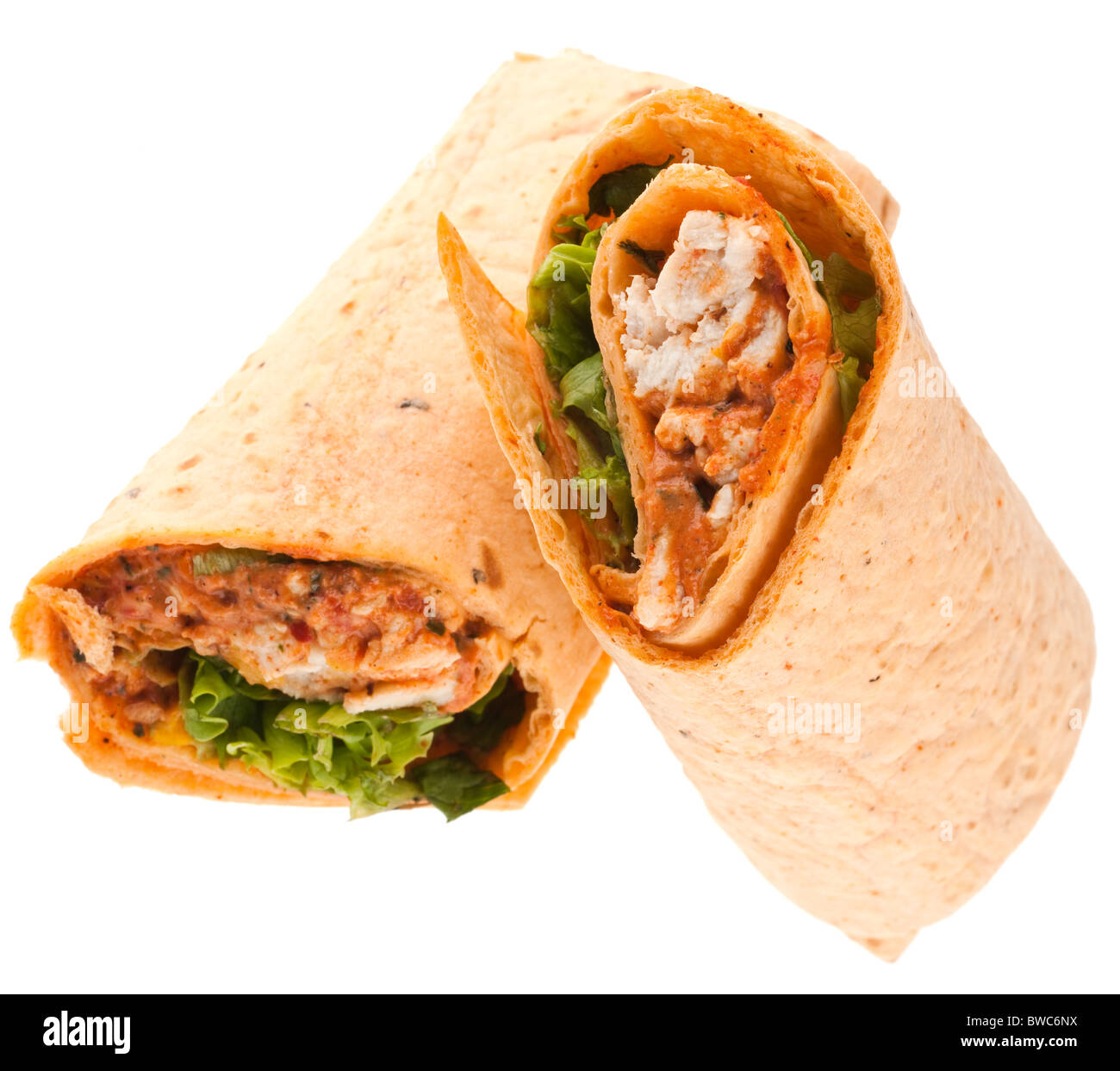 Cajun Chicken Wrap sandwich Stockfoto