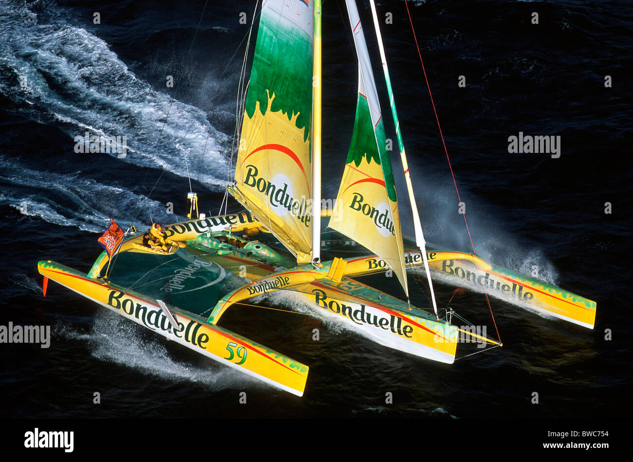 Trimaran 60ft "Bonduelle" transatlantischen Jacques Vabre Rennen, 2001 Stockfoto