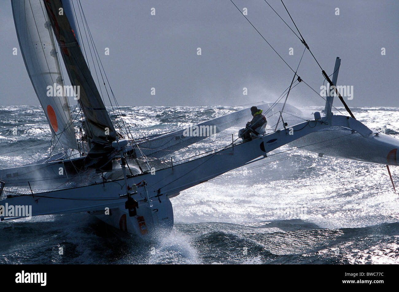 Rexona Praxis Segeln für die Route du Rhum, Port la Foret, Frankreich, Oktober 2002 Stockfoto