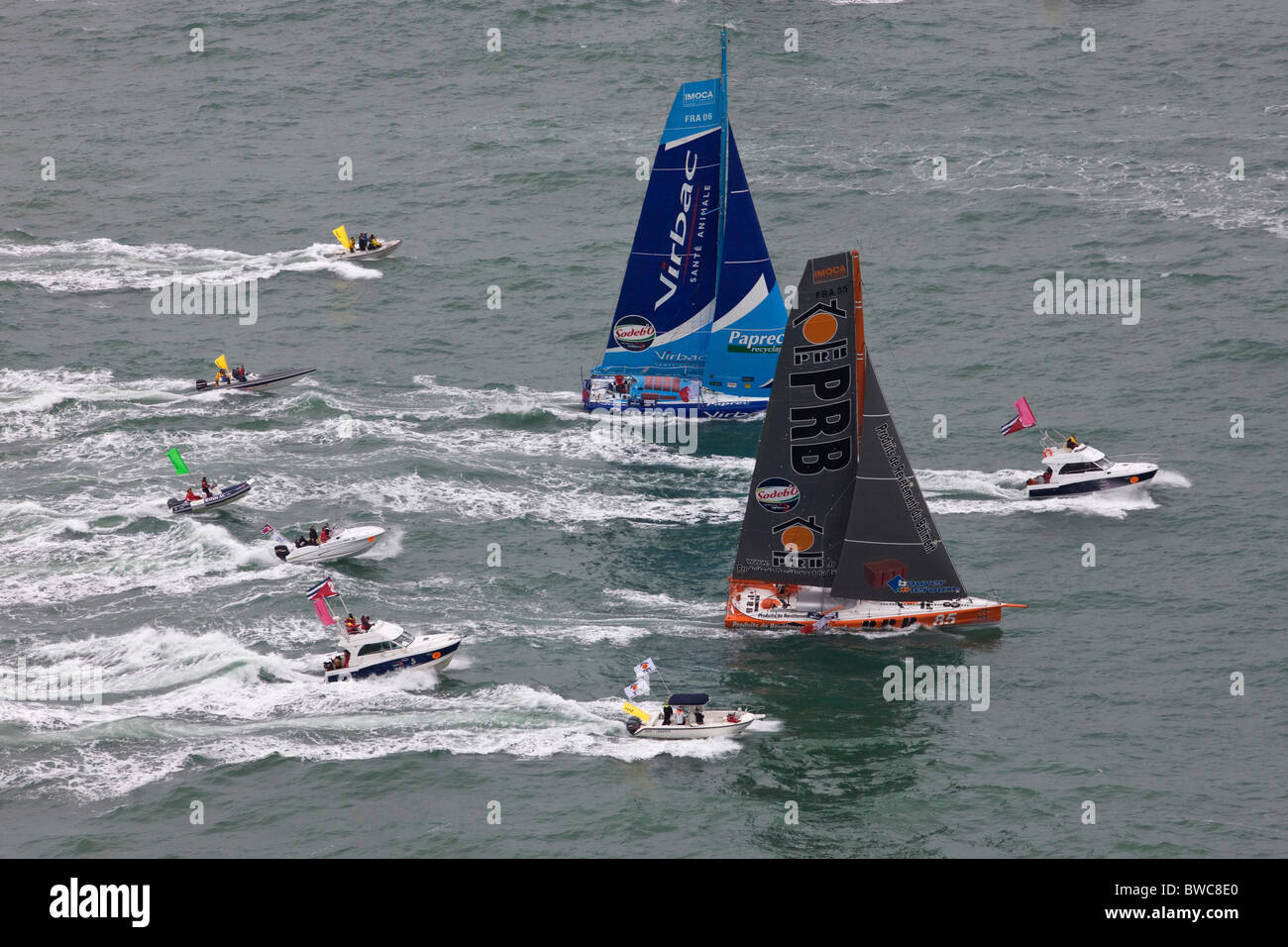 Virbac und "PRB" zu Beginn der Vendée Globe 2008/2009, Les Sables d ' Olonne, Frankreich, 9. November 2008. Stockfoto