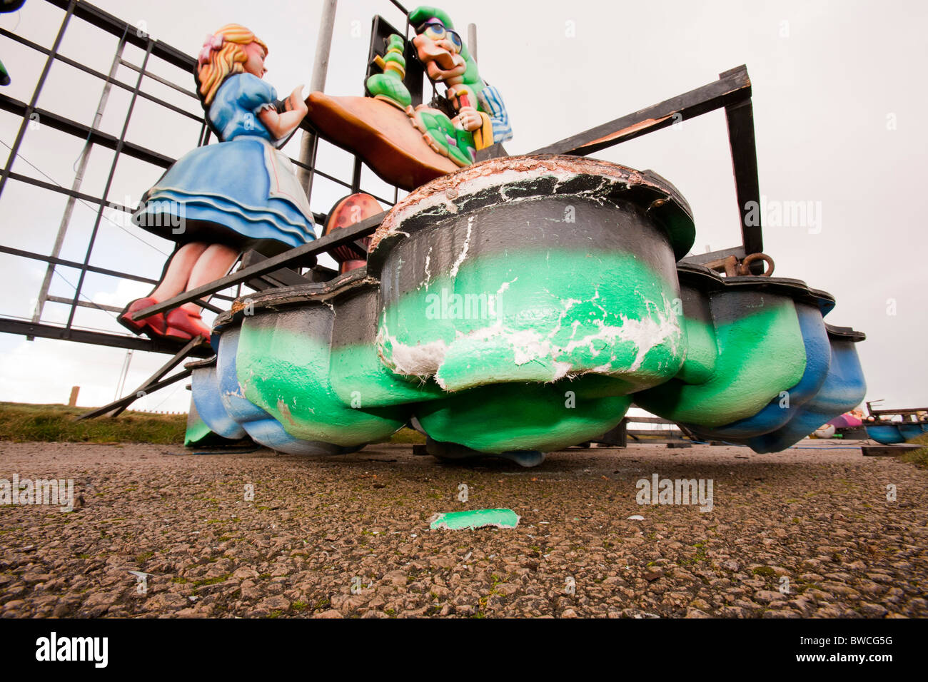 Bestandteil der £ 1 Million Wert des Schadens zu Blackpool Ablichtungen von einem schweren Sturm am 11. November 2010. Stockfoto