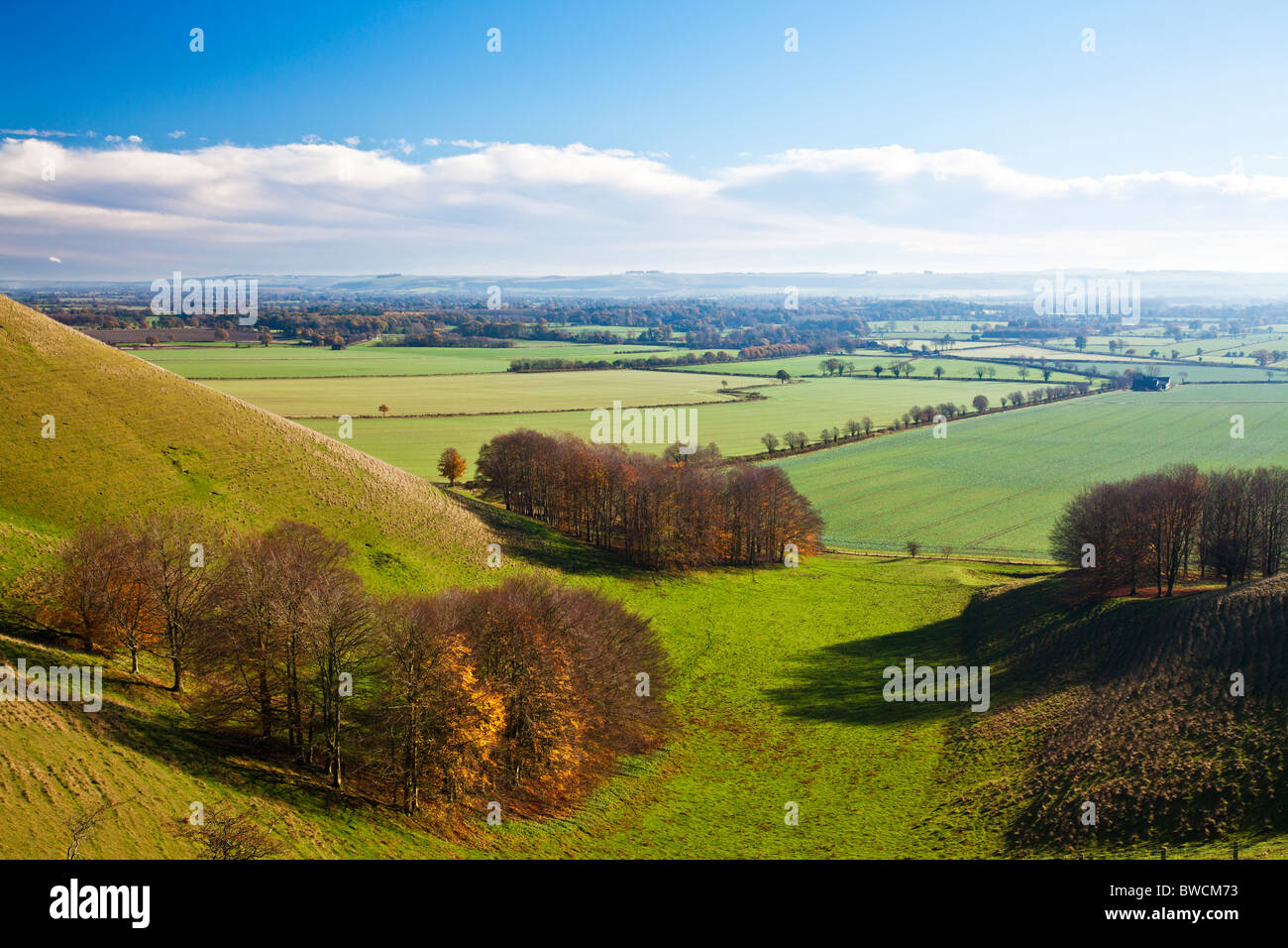 Ein Spätherbst Blick vom Hügel Knapp über Vale of Pewsey in Wiltshire, England, UK Stockfoto