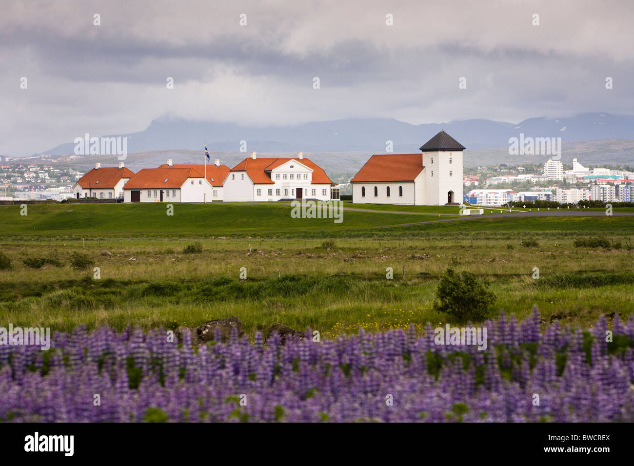 Bessastadir ist die offizielle Residenz des Präsidenten von Island und liegt am Alftanes, in der Nähe der Hauptstadt. Stockfoto