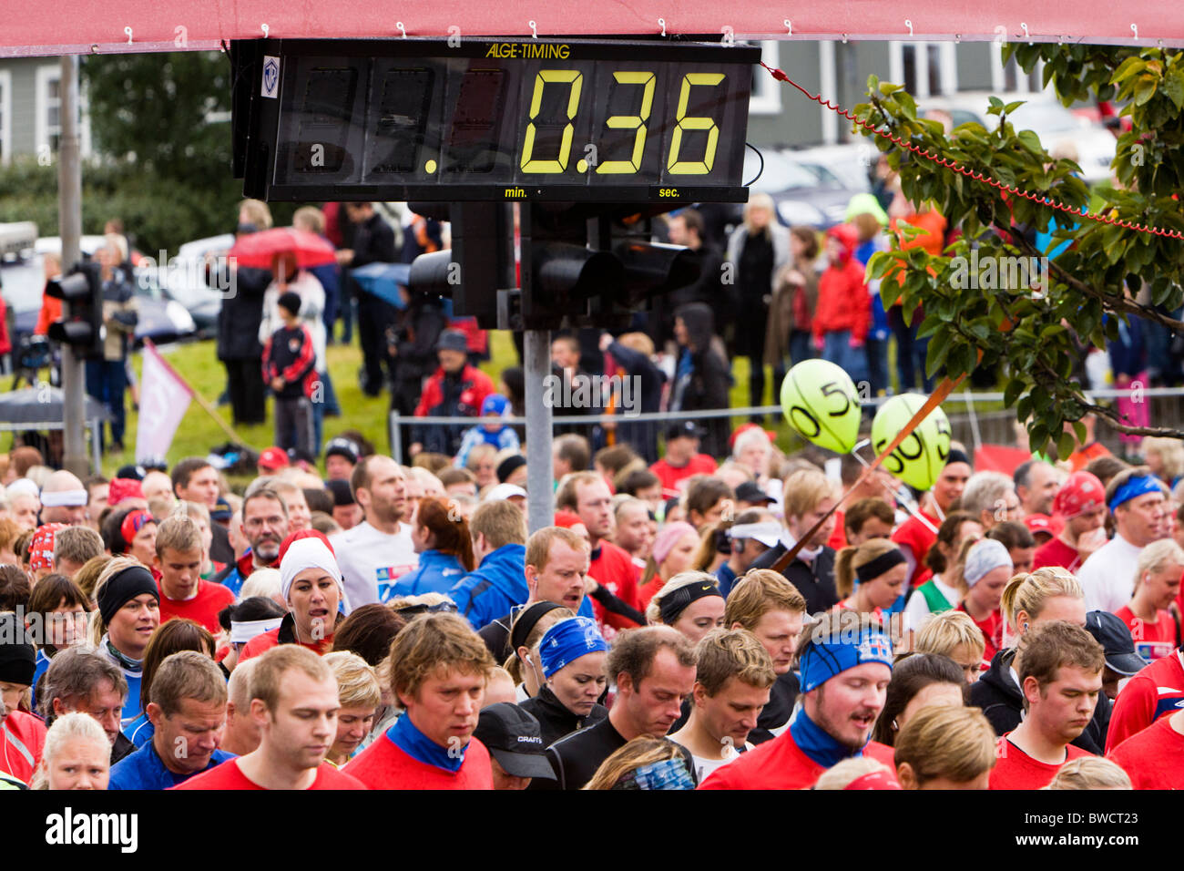 2009 Reykjavik Marathon, Beginn der Halbmarathon. Reykjavik Island Stockfoto