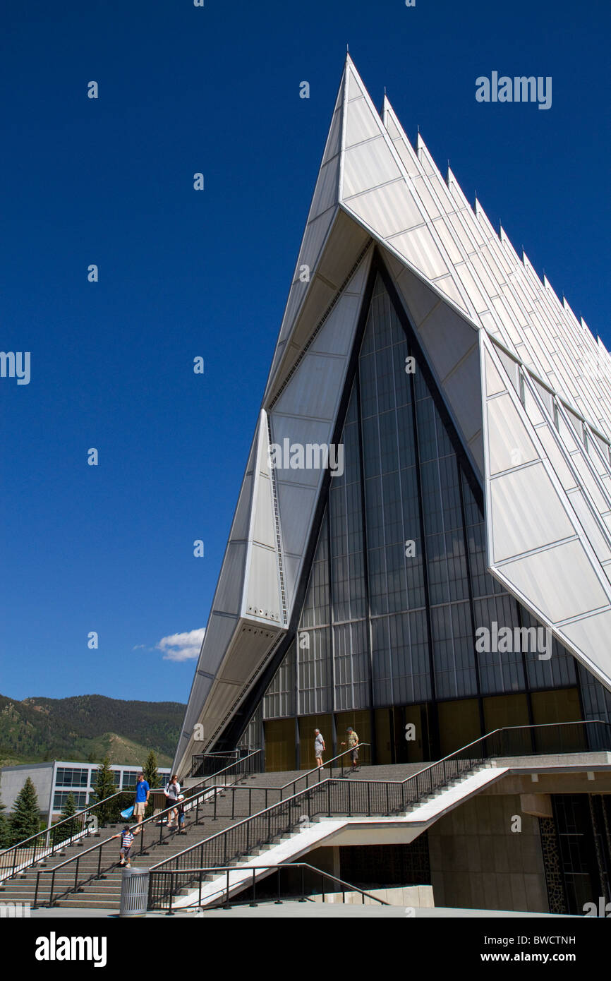 Die Kadetten Kapelle bei der Air Force Academy in Colorado Springs, Colorado, USA. Stockfoto
