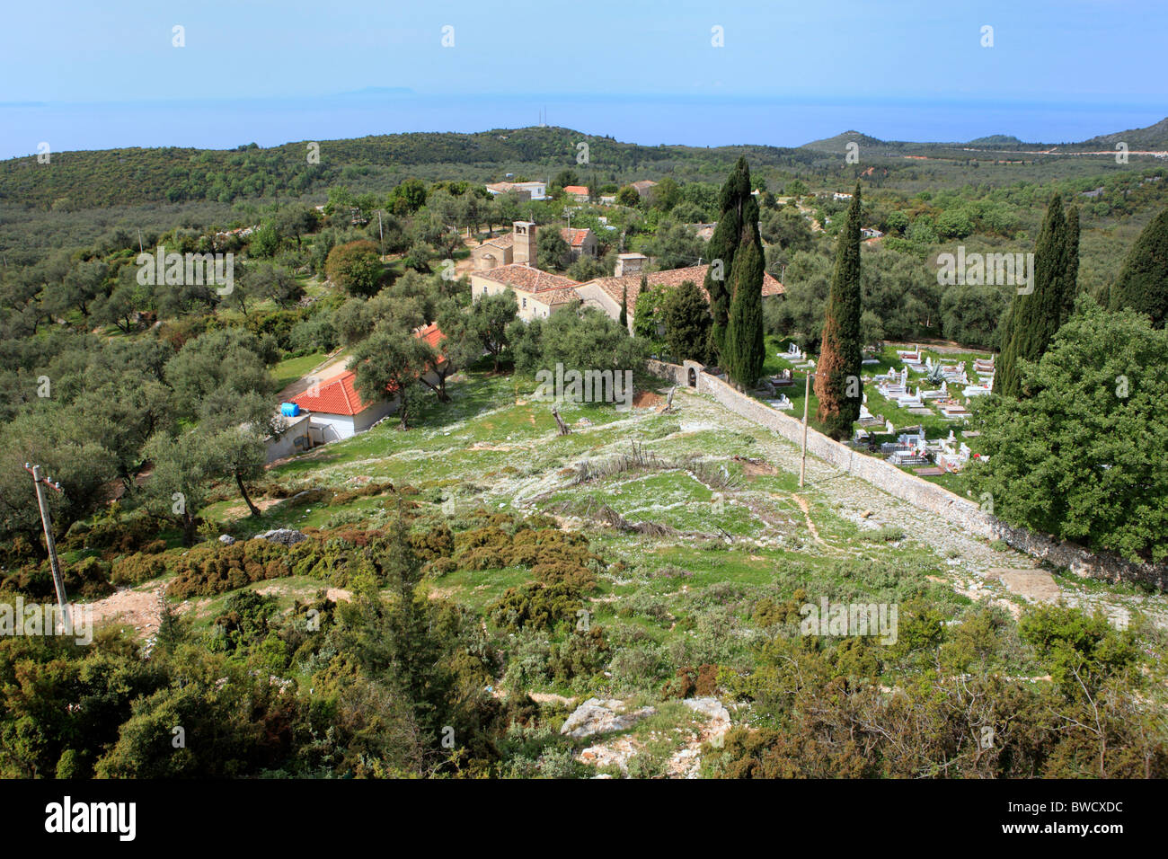 Landschaft in der Nähe von Himara, Kreis Vlora (Vlore), Albanien Stockfoto