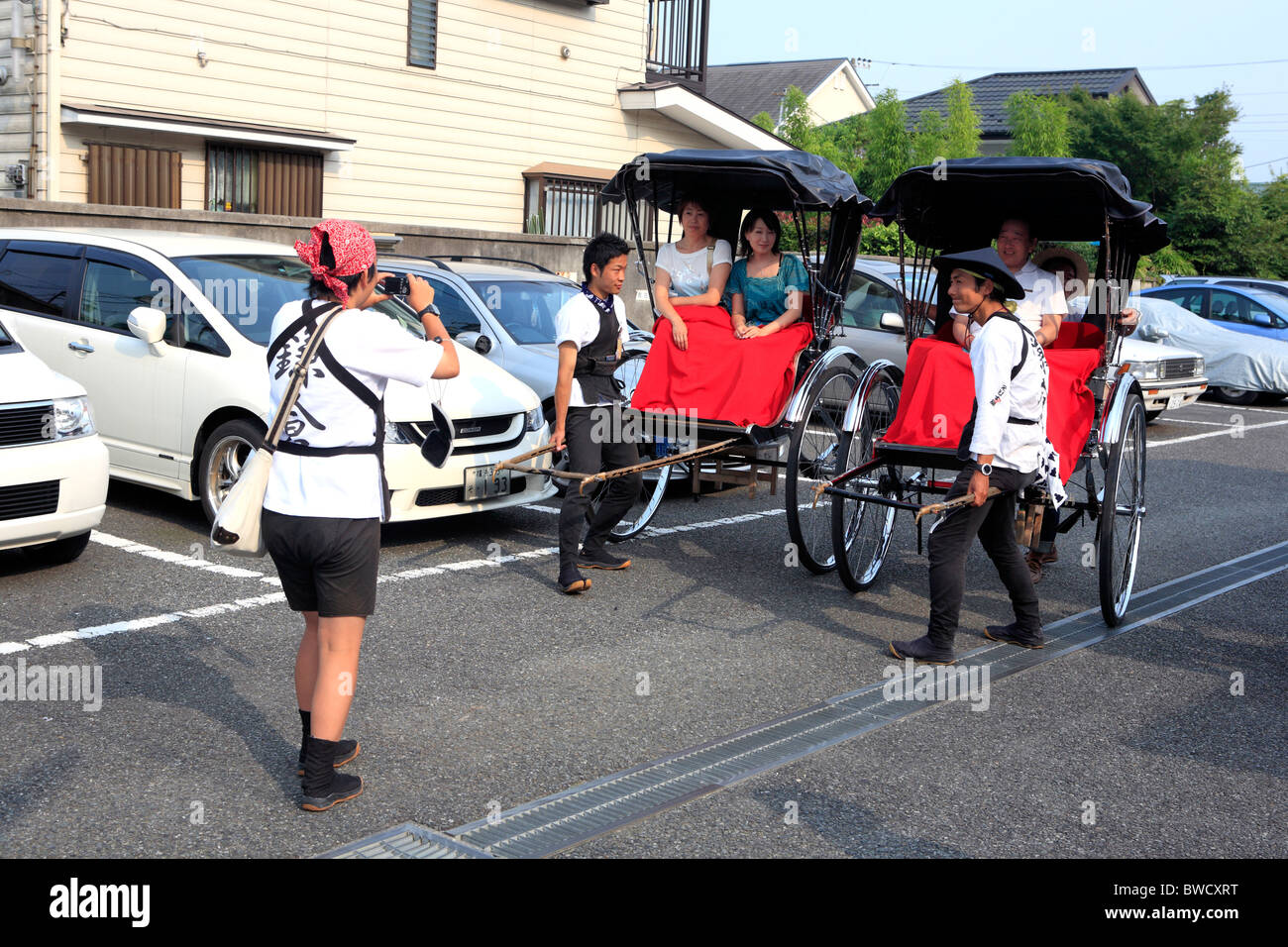 Traditionelle Riksha in der Nähe von Hase-Dera Kloster, Kamakura, Japan Stockfoto