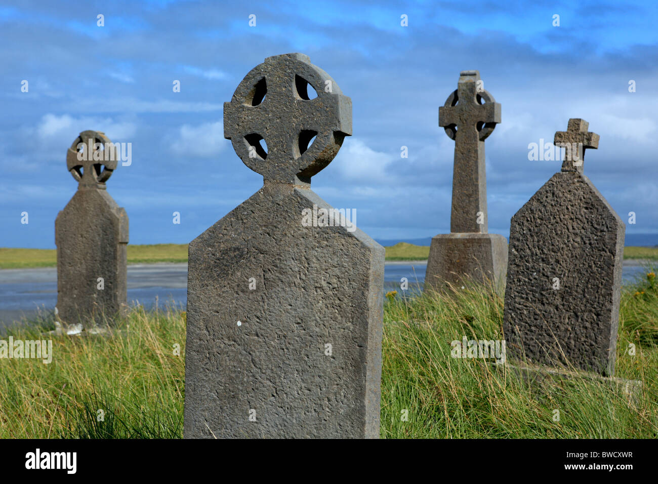 Killeany Friedhof, Insel Inishmore, Aran-Inseln, County Galway, Irland Stockfoto