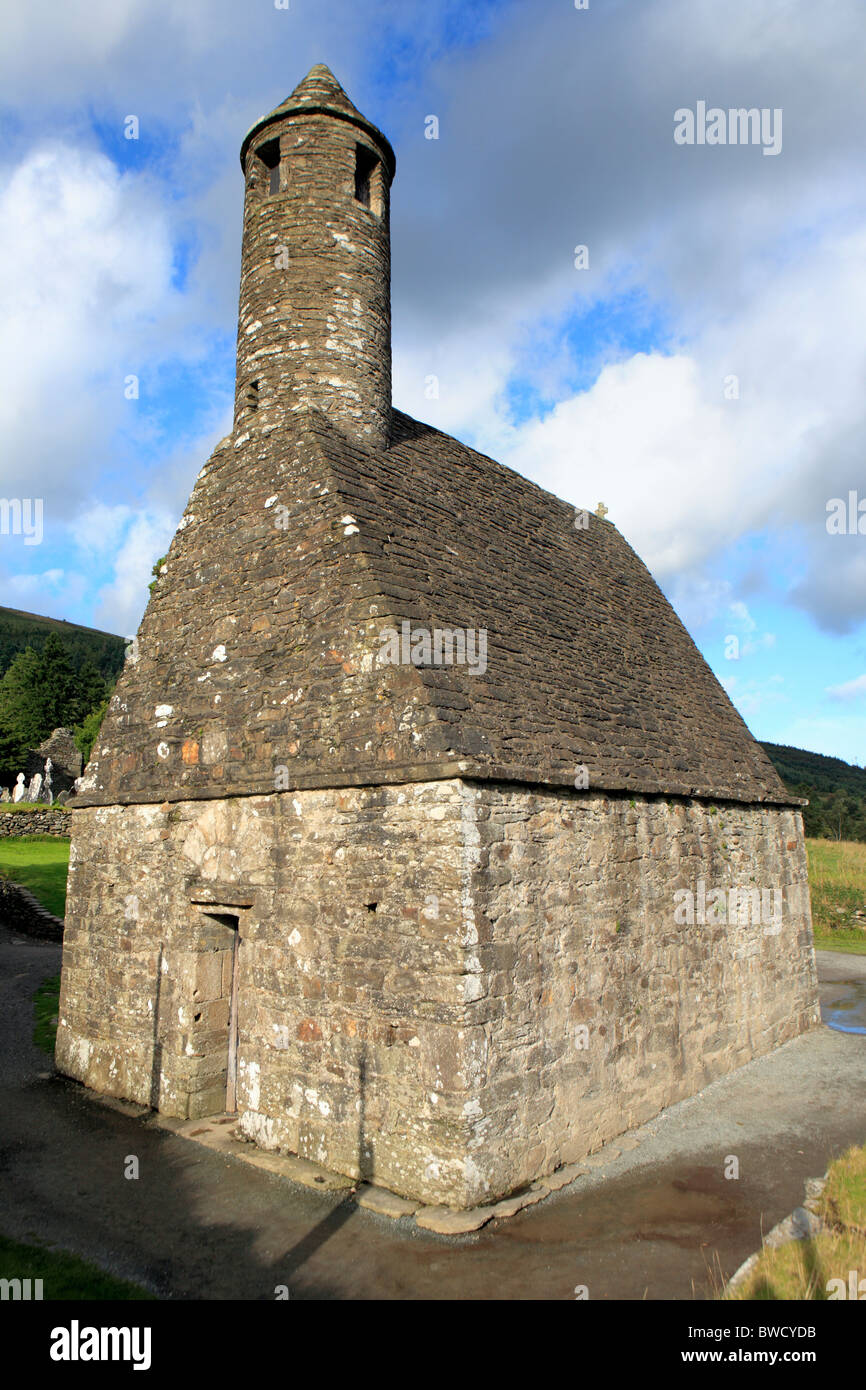 St. Kevin Kirche (10 Jh.), Glendalough, Wicklow Mountains, Irland Stockfoto
