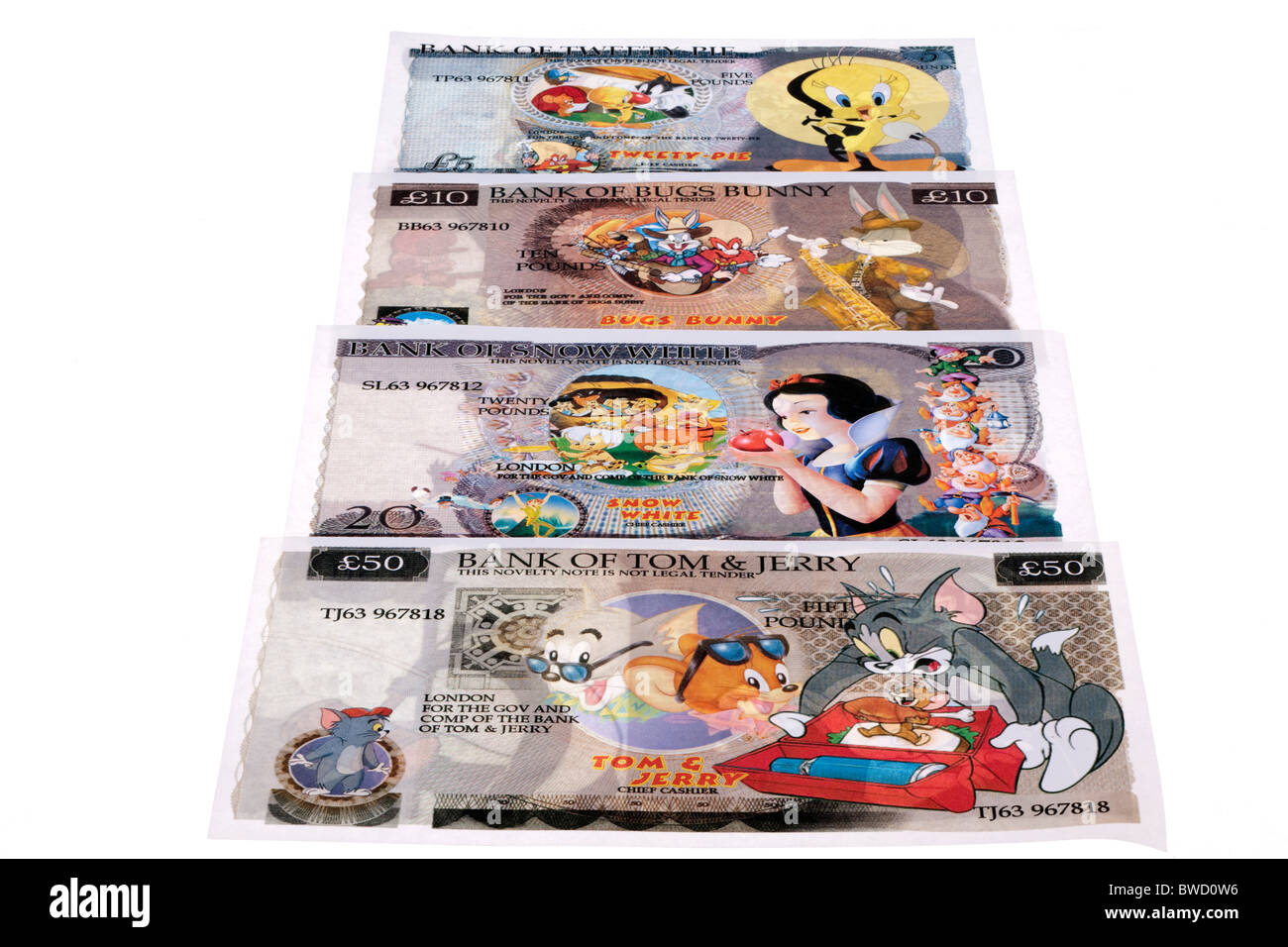 Falsches Papier Papiergeld Disney Charakter.  Nur zur redaktionellen Verwendung Stockfoto