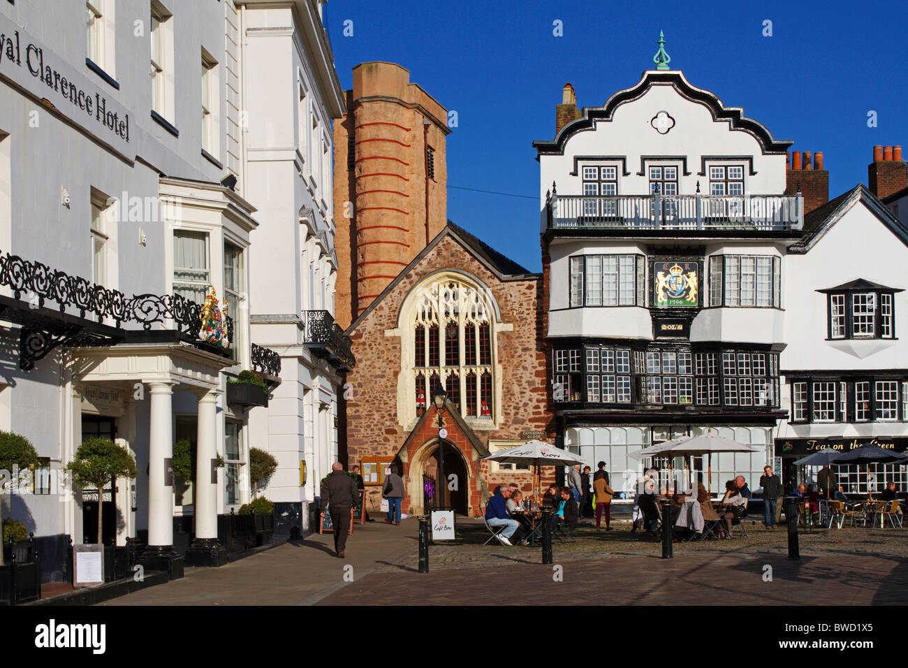 Mol Kaffeehaus, Kathedrale in der Nähe, Exeter, Devon, England Stockfoto