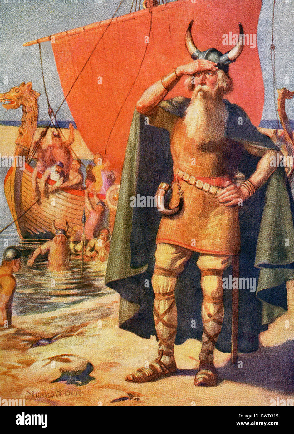Nordischen Häuptling Eric rot, lebte im 10. Jahrhundert n. Chr. Hier landet er in Grönland Stockfoto