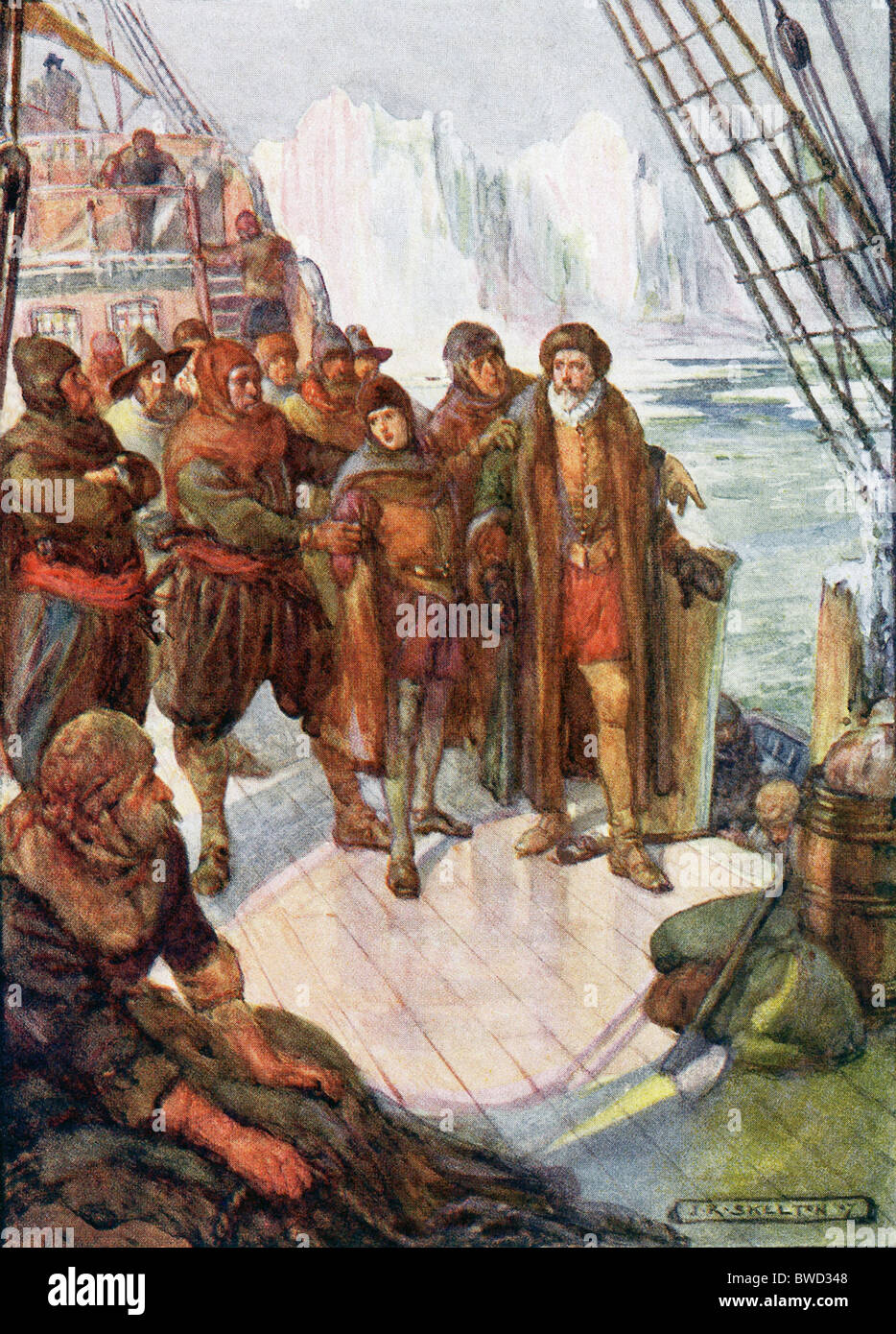 Hudsons Crew gemeutert und gesetzt ihm und seinem Sohn und sieben Crew-Mitglieder in einem kleinen offenen Boot treiben in der James Bay. Stockfoto