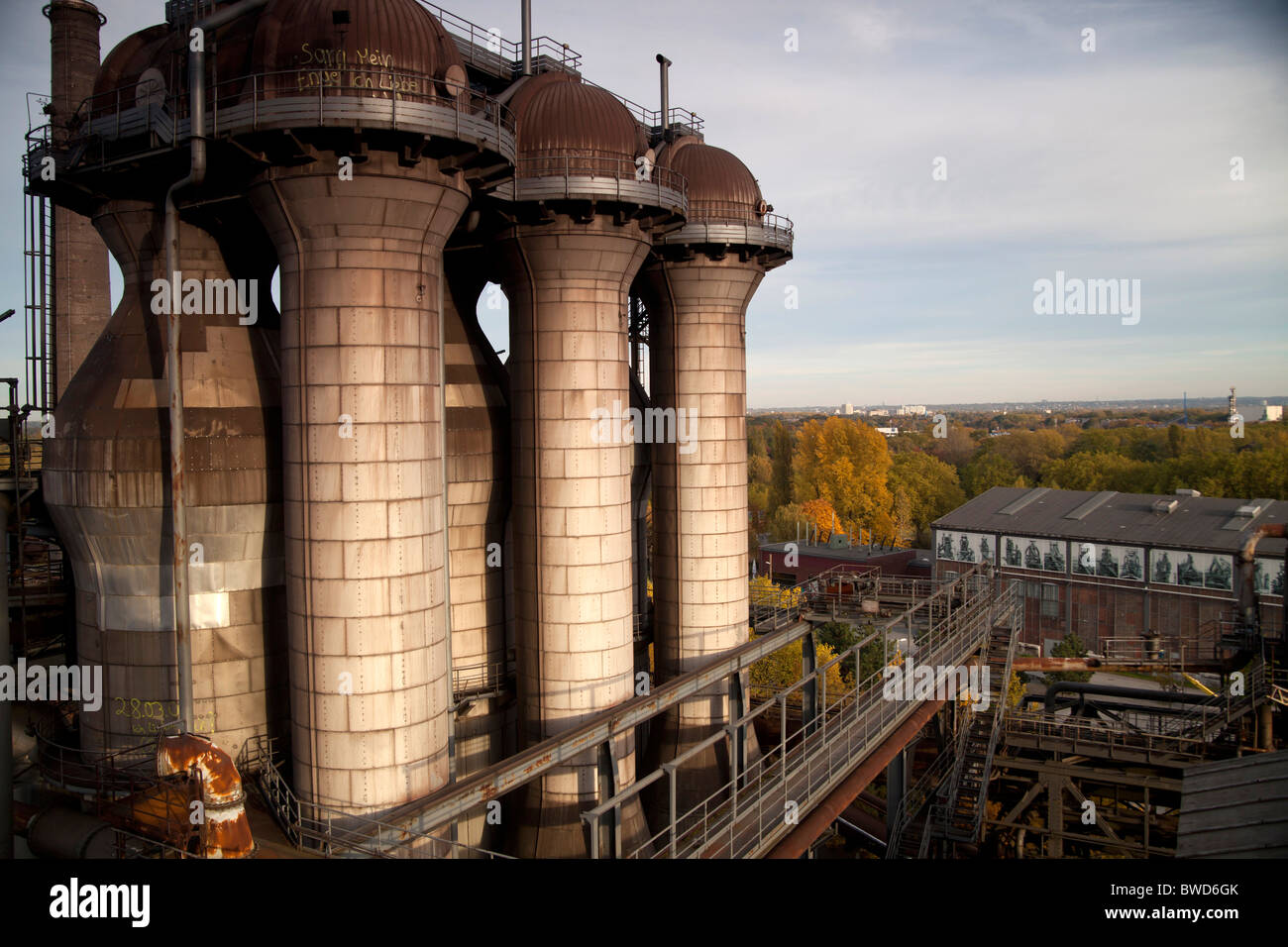 industrielle komplexe Landschaftspark Duisburg-Nord in Deutschland aufgegeben Stockfoto