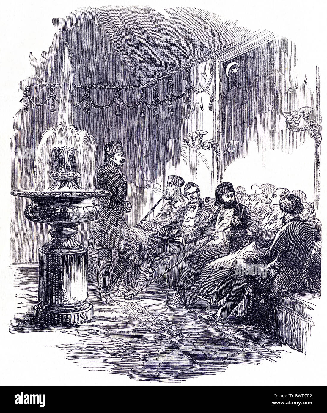 Viktorianischen Londoner Victorianisches Gravur einer Grand Ball an der Türkischen Botschaft vom 26. Mai 1849 Stockfoto