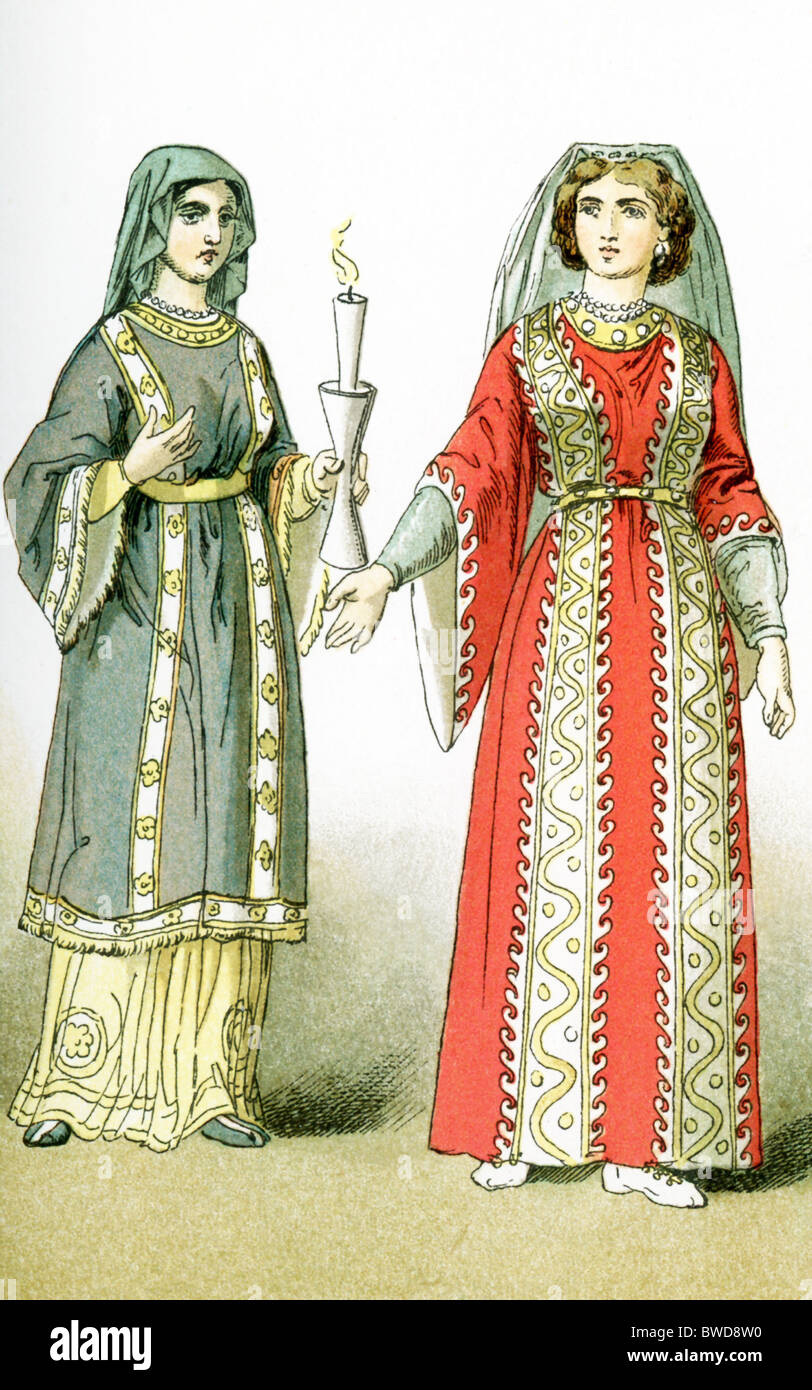 Die folgende Abbildung zeigt zwei Frauen, die nach 330 n. Chr., lebte als das Christentum die Religion des römischen Reiches wurde. Stockfoto