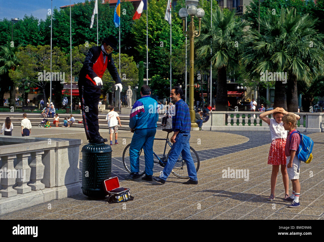 Franzosen, Person, Mime, street artist, Durchführung, Place Massena, Stadt Nizza, Côte d'Azur, Côte d'Azur, Frankreich, Europa Stockfoto