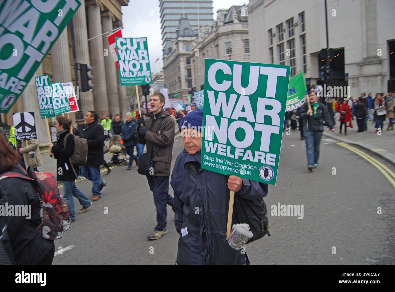 Anti-Kriegs-Protest stoppen Sie die Krieg-Koalition London 2010 Stockfoto