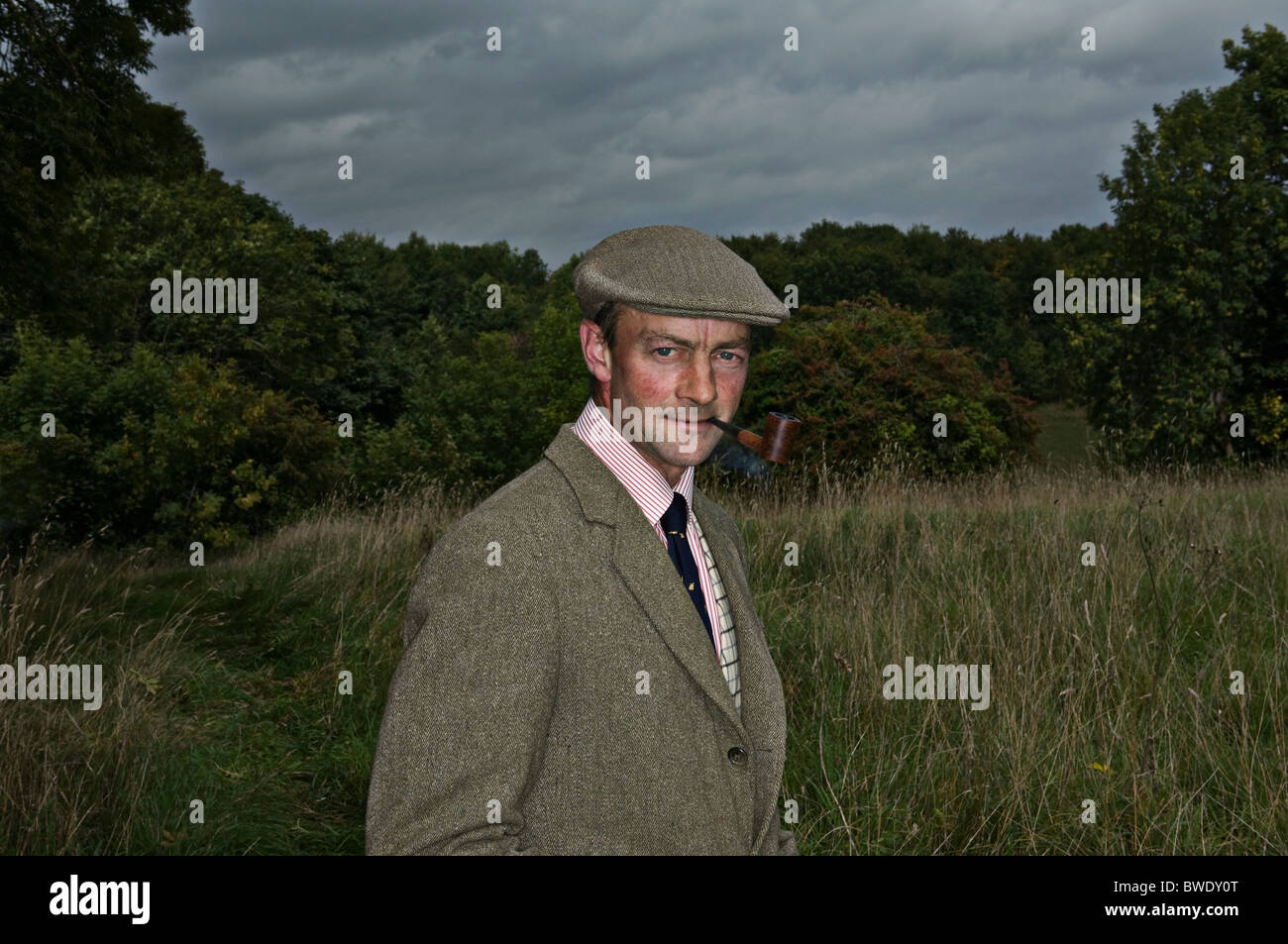 Land Mann Pfeife Stockfoto