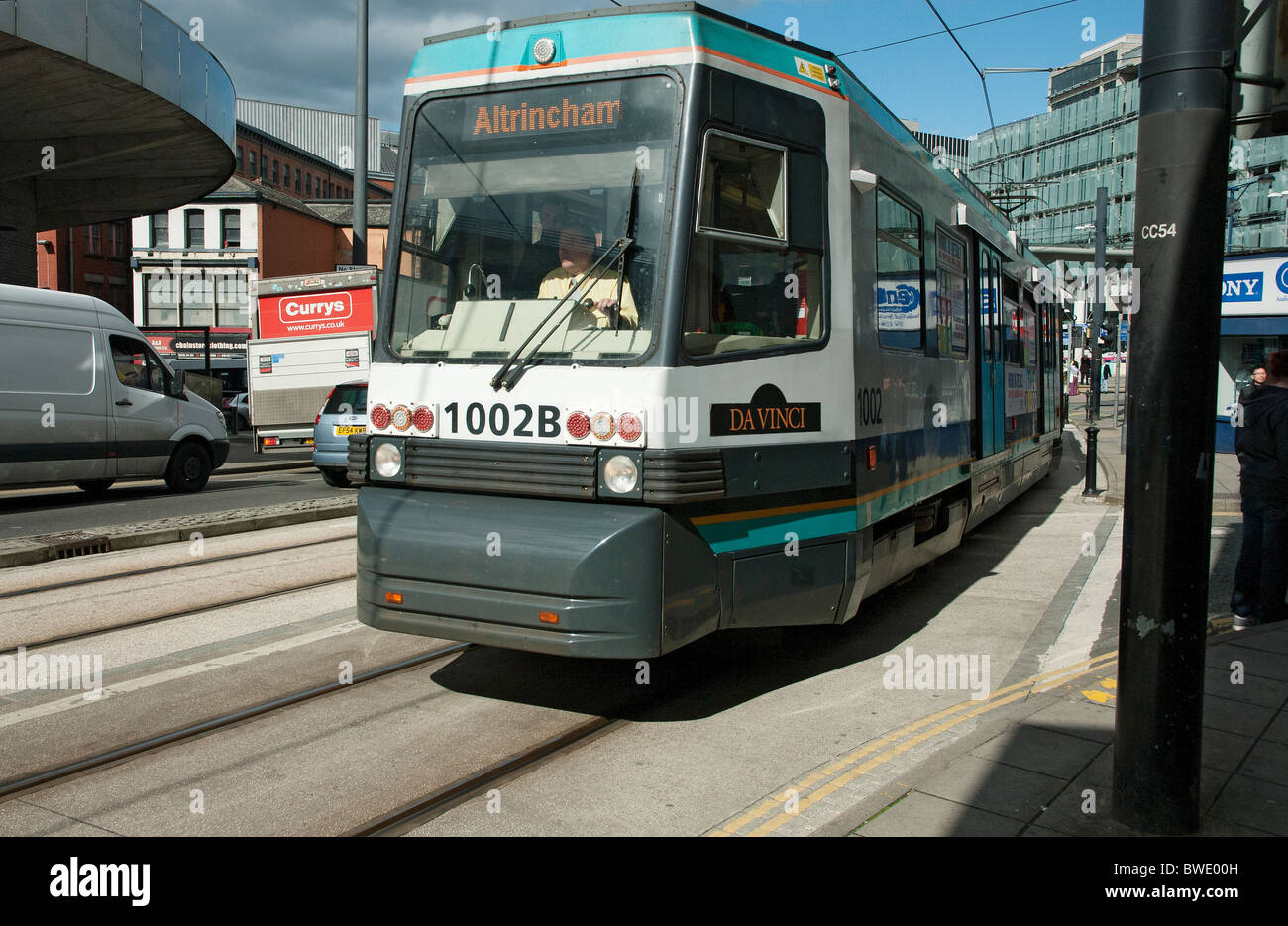 Quiet-Straßenbahn im Zentrum von Manchester Stockfoto