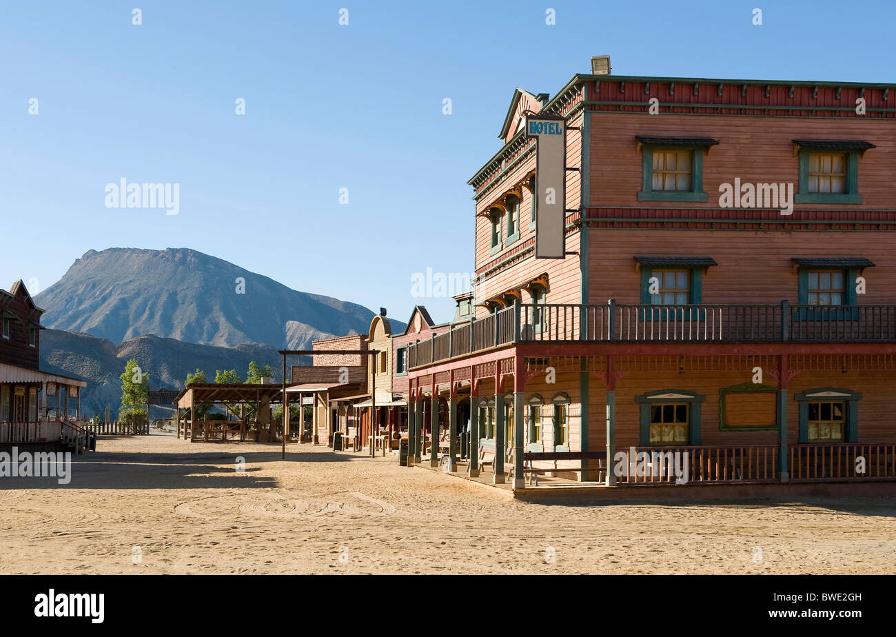 Film-Set in Mini-Hollywood, Almeria, Andalusien, Spanien Stockfoto