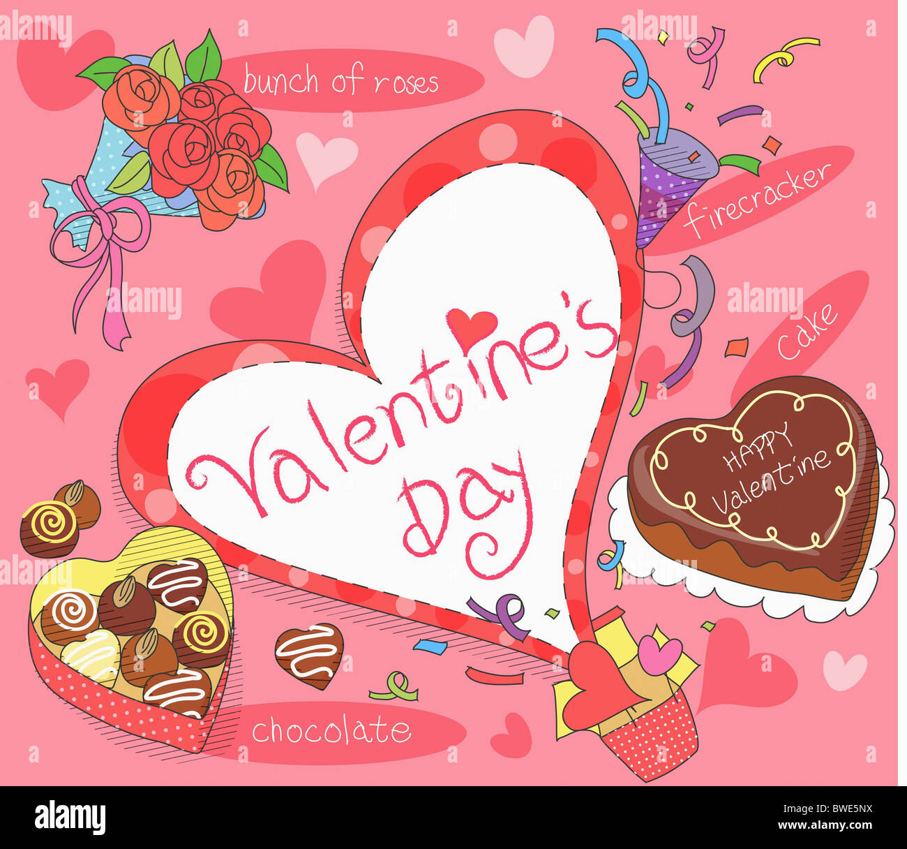 Illustration von Schokolade und Valentinstag Stockfoto