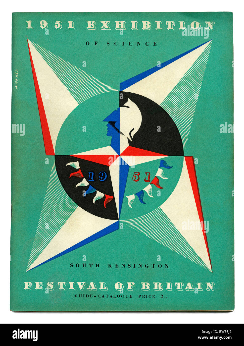 Cover von dem offiziellen Reiseführer des 1951 Festival of Britain Ausstellung of Science, South Kensington, London Stockfoto