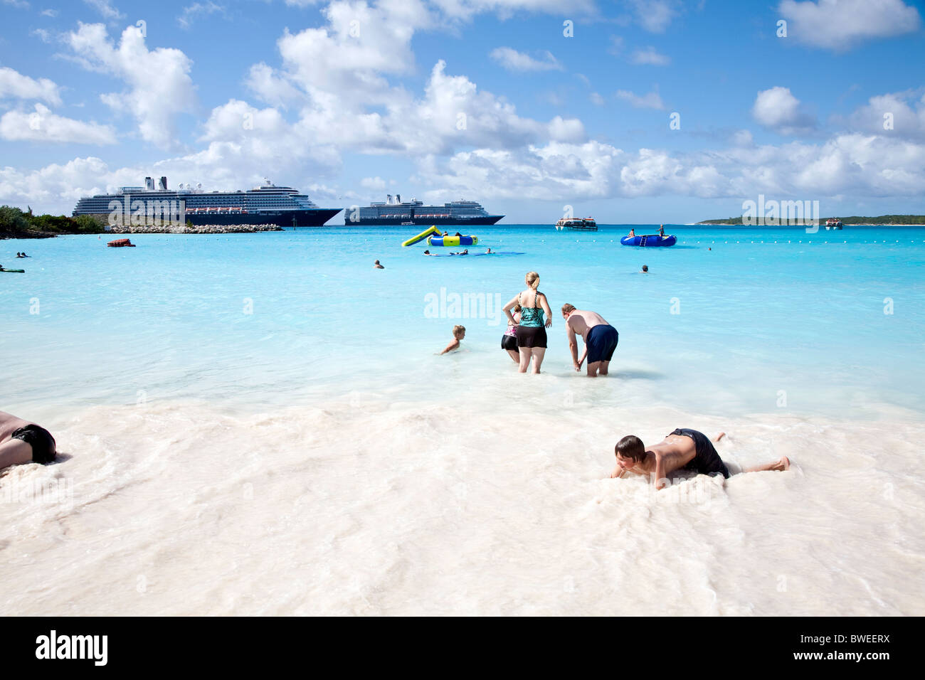 Die Karibik-Insel "Half Moon Cay" Bahamas; Caribbean; Naturpark-Denkmal und Sandstrände. Stockfoto