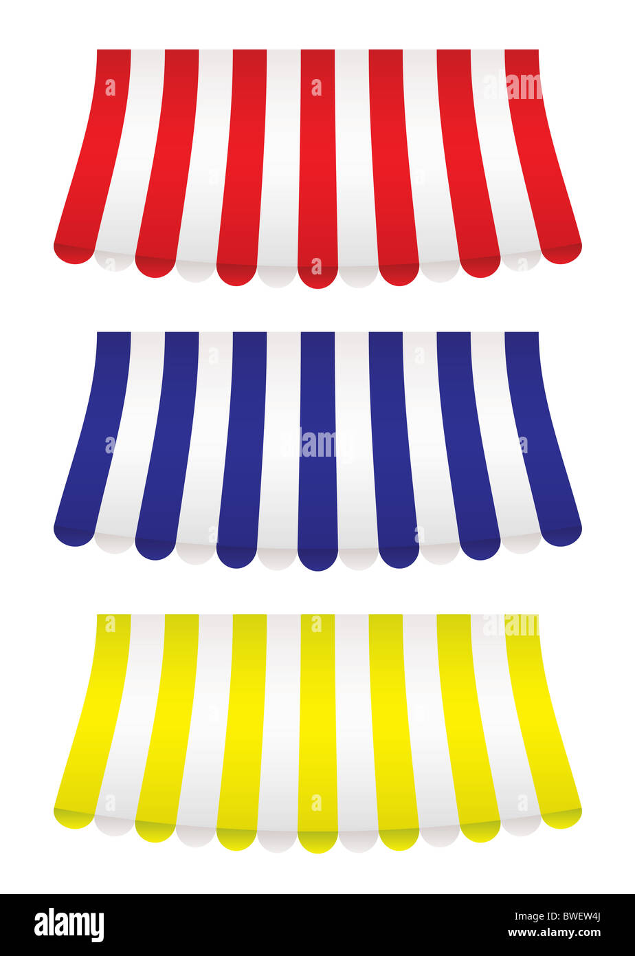 hell shop farbige Markise Abdeckungen mit Bogen-Effekt Stockfoto