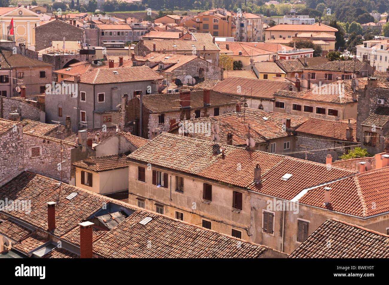 Alten kroatischen Stadt Porech. Erhöhte Ansicht. Istrien Provinz von Kroatien, Adria-Küste. Stockfoto